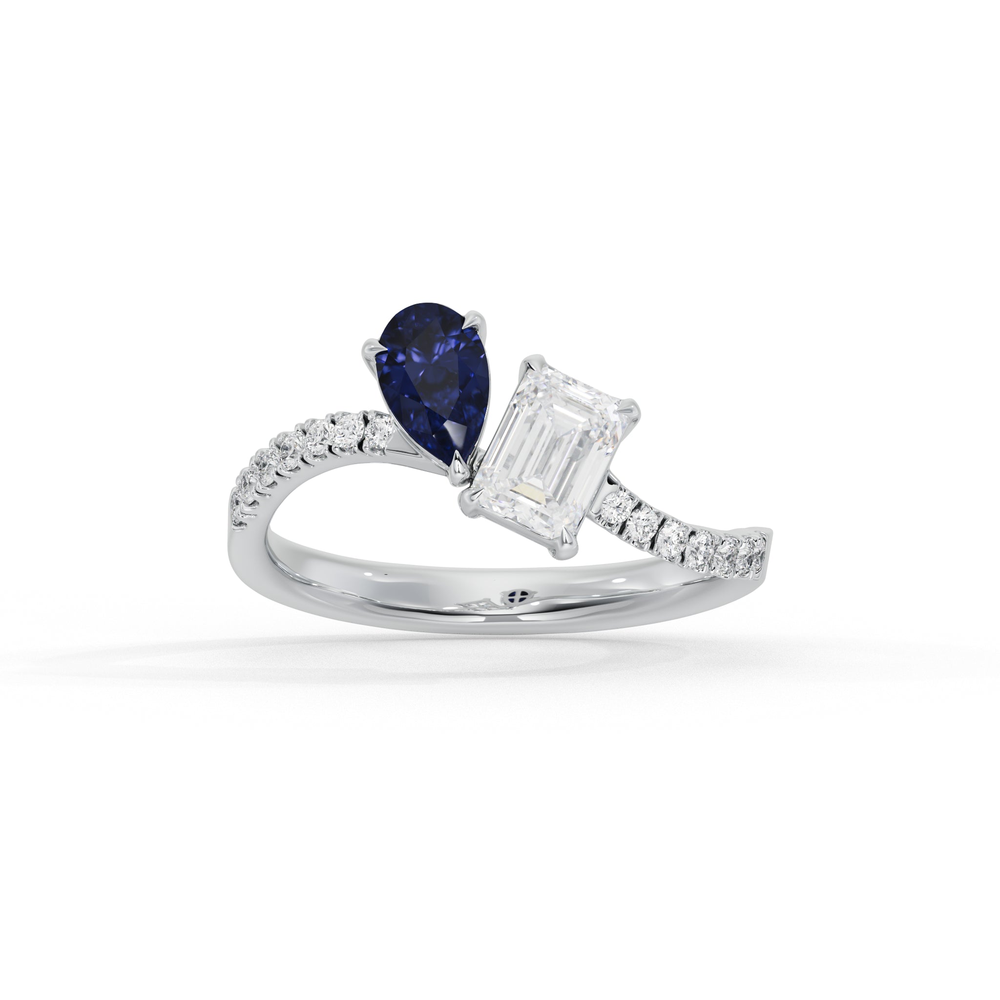 Marielle Emerald Diamond and Blue Sapphire Ring