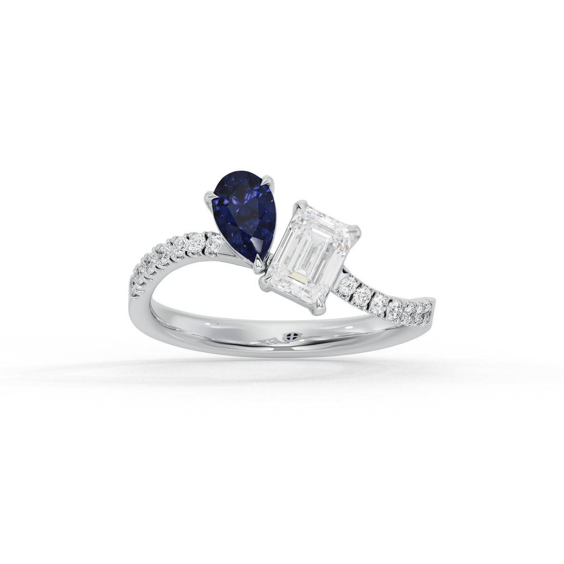 Marielle Emerald Diamond and Blue Sapphire Ring