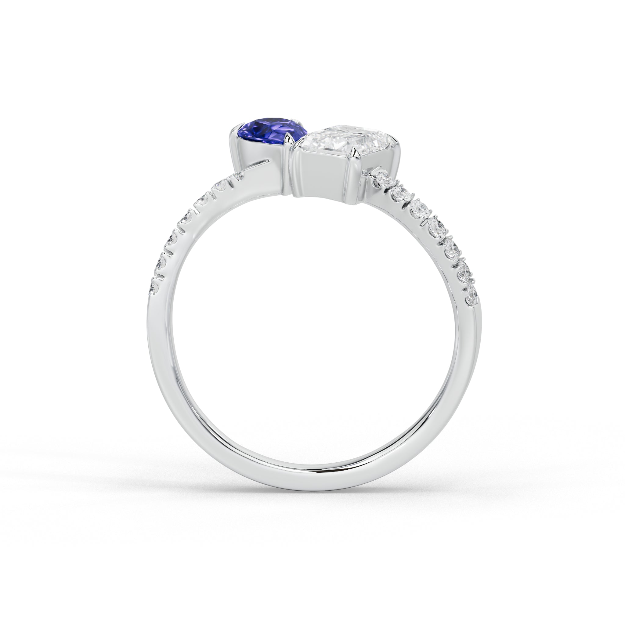 Marielle Emerald Diamond and Blue Sapphire Ring