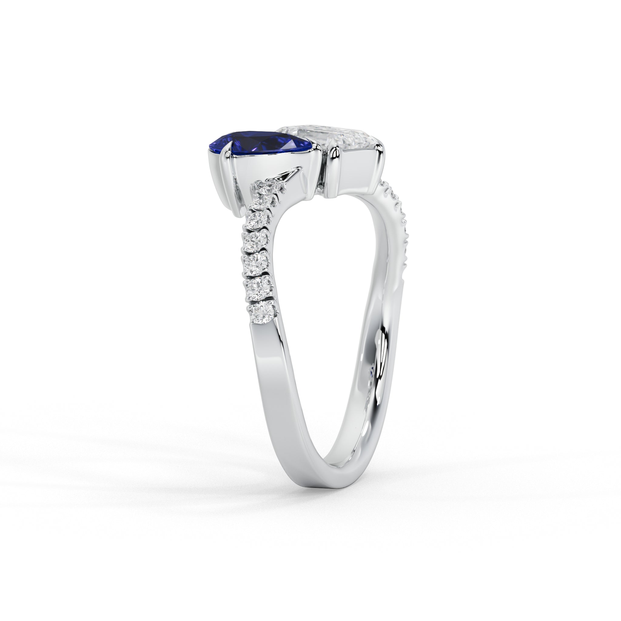 Marielle Emerald Diamond and Blue Sapphire Ring