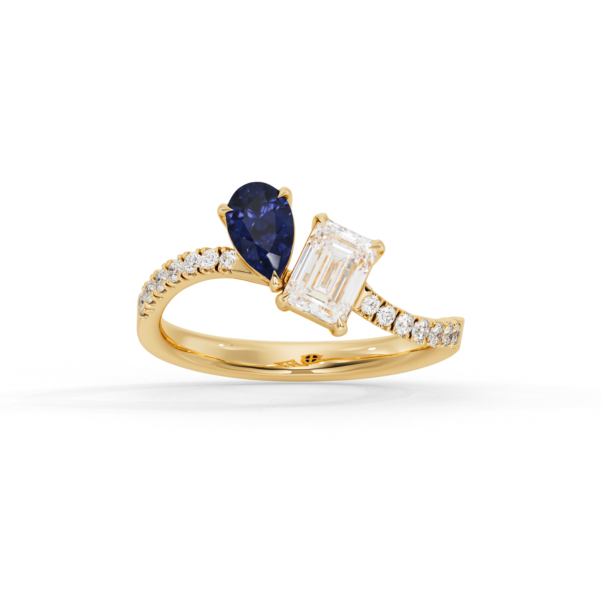 Marielle Emerald Diamond and Blue Sapphire Ring