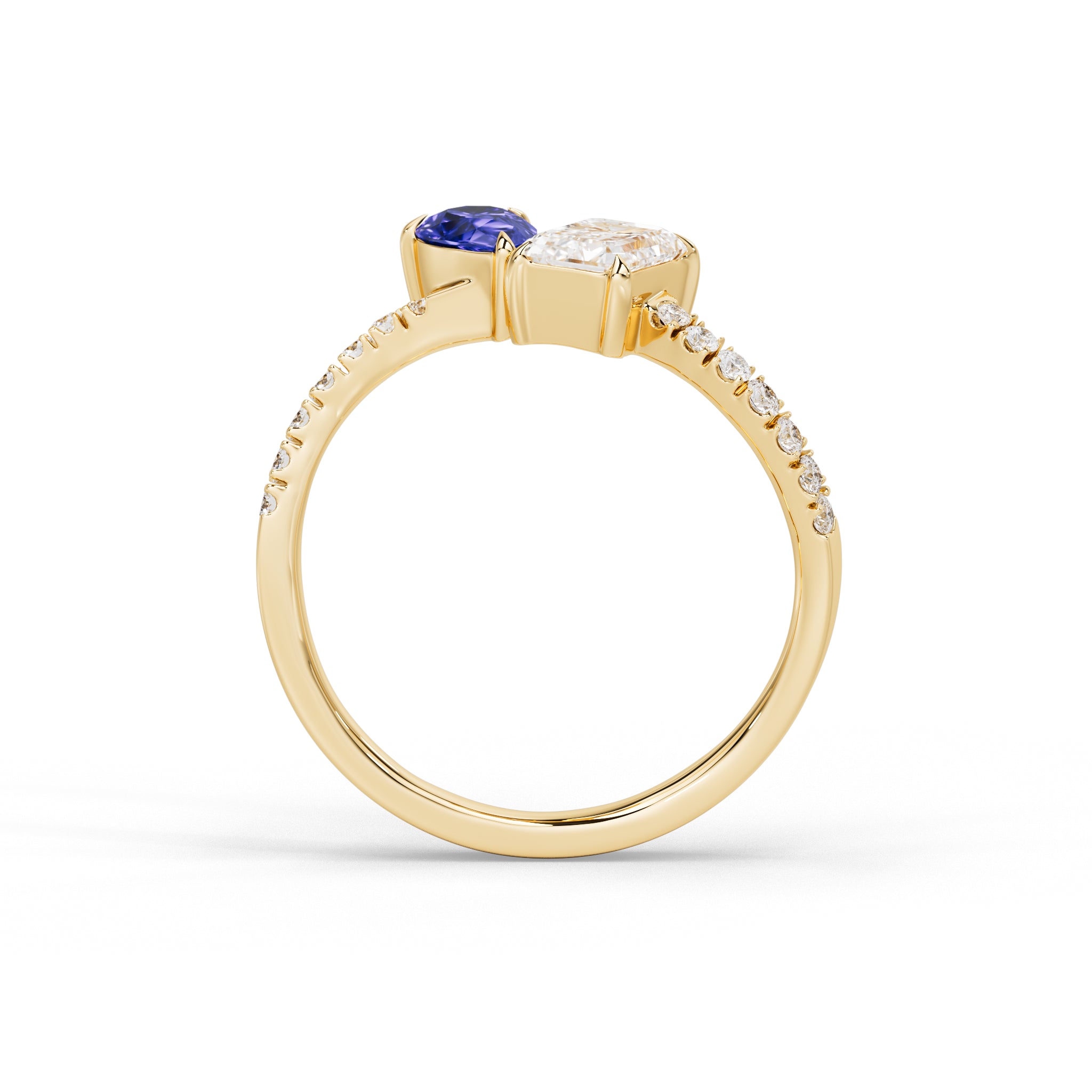 Marielle Emerald Diamond and Blue Sapphire Ring