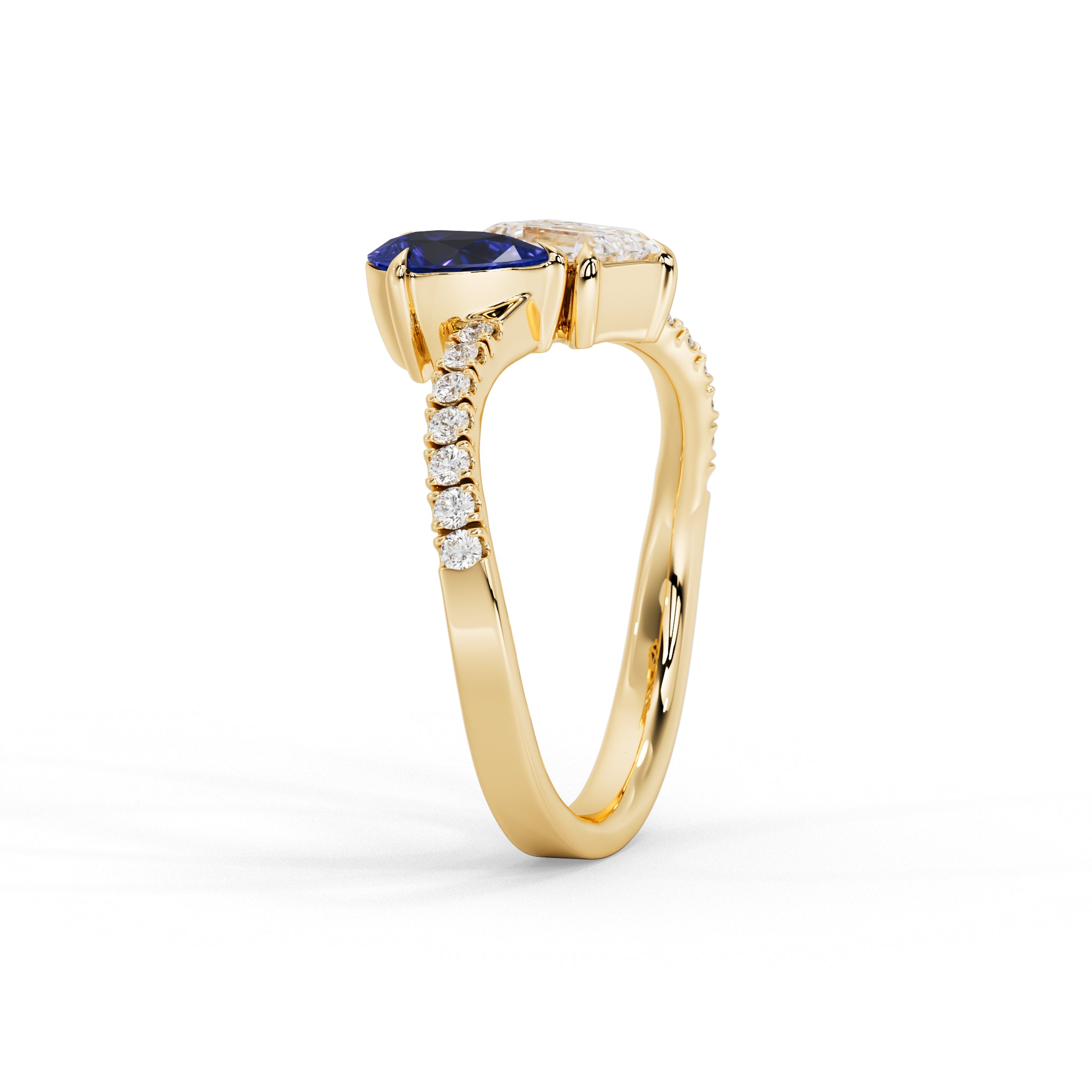 Marielle Emerald Diamond and Blue Sapphire Ring