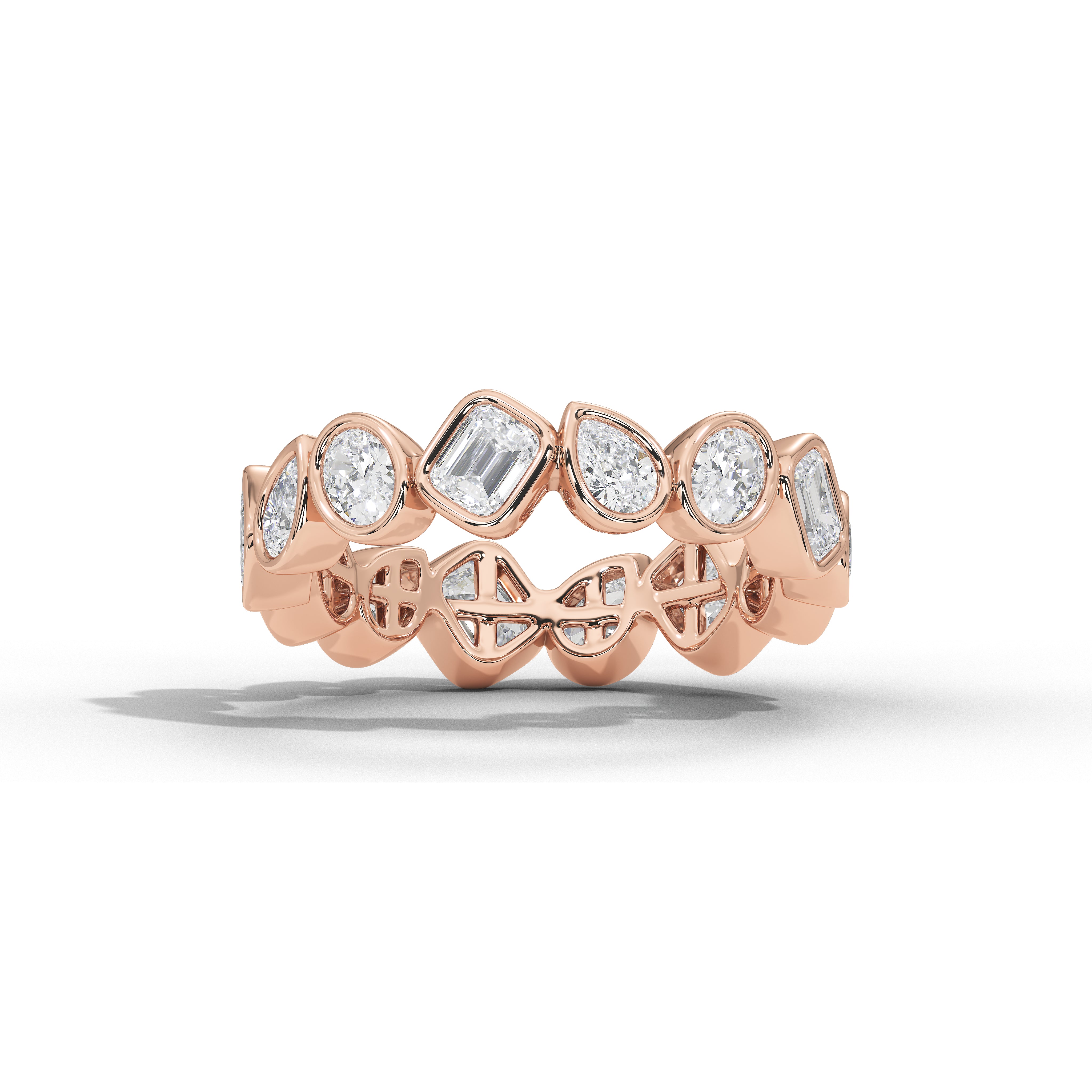 Josephine Pear Oval and Emerald Diamond Eternity Band