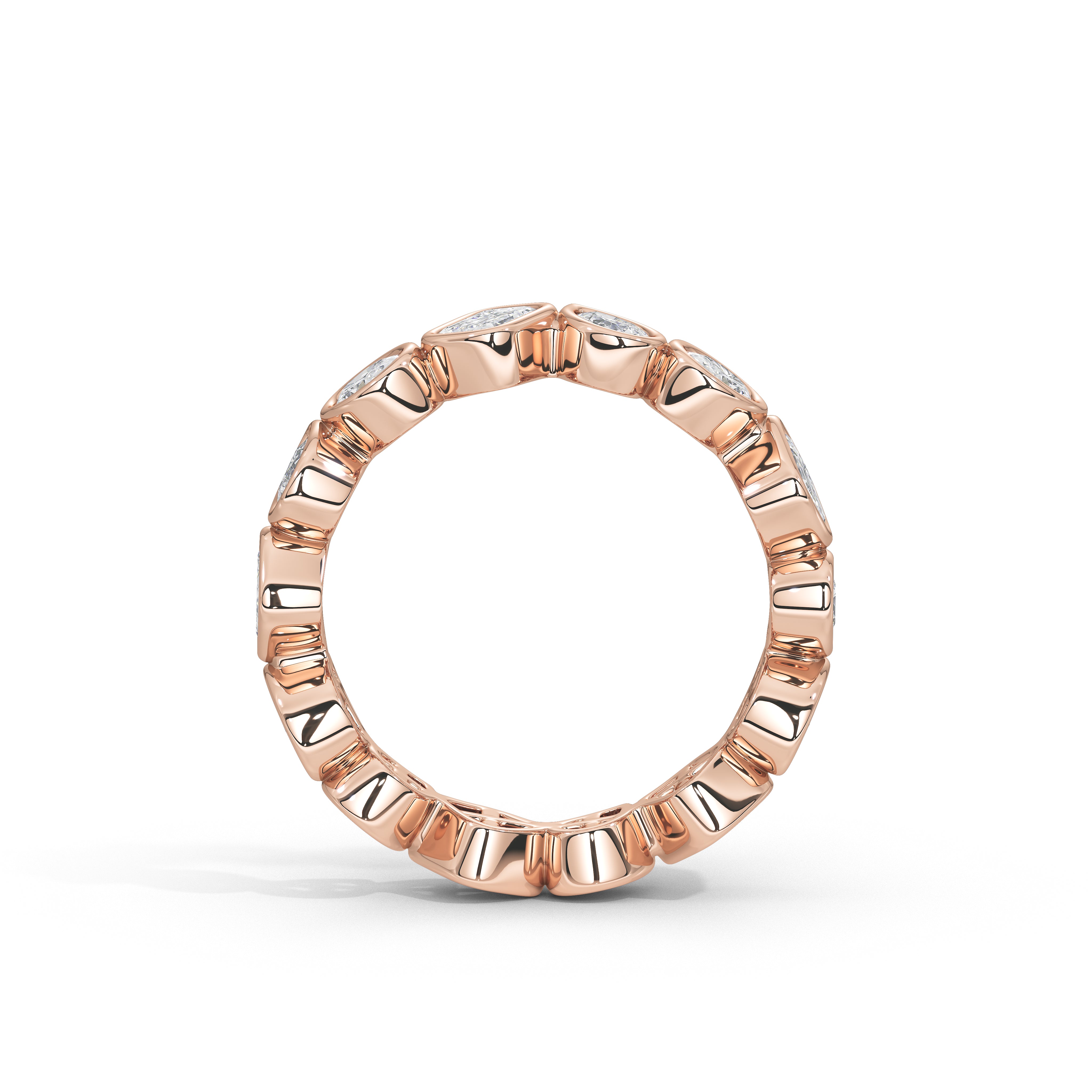 Josephine Pear Oval and Emerald Diamond Eternity Band