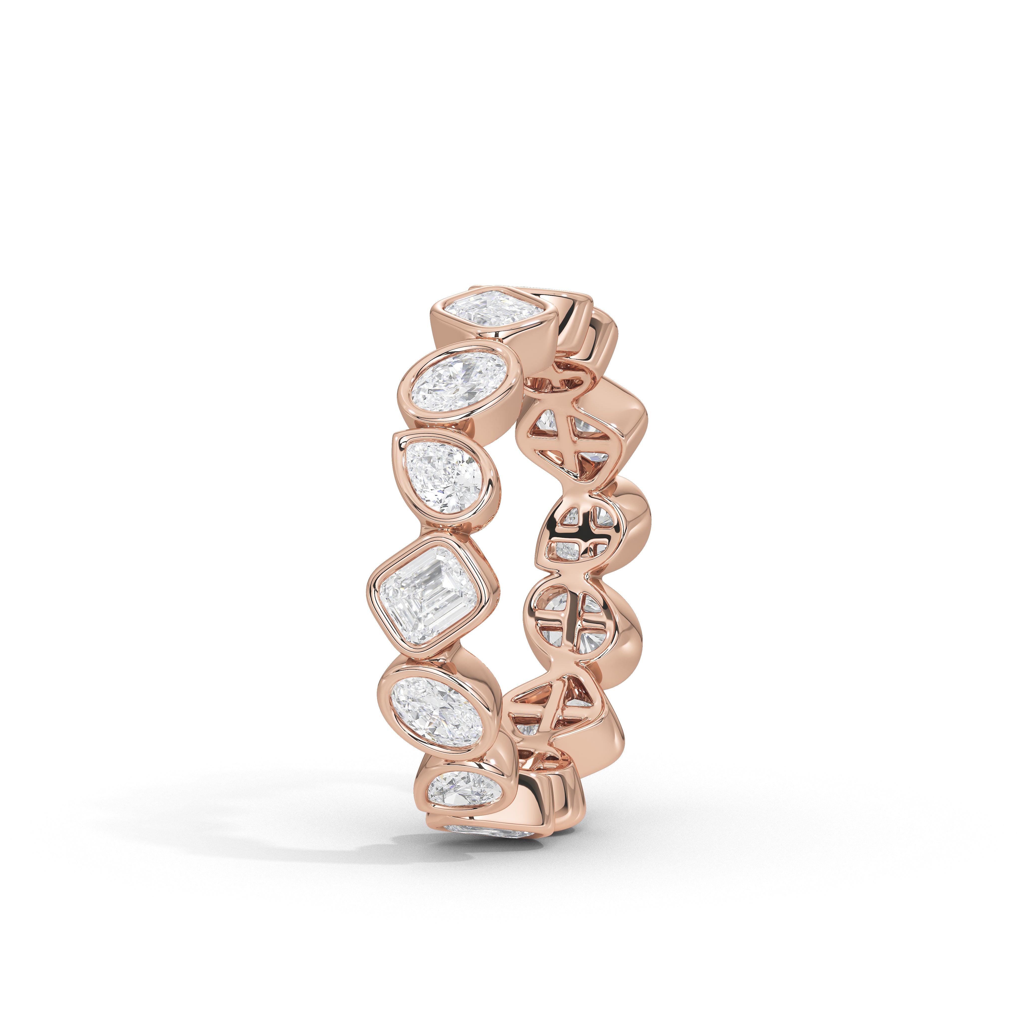 Josephine Pear Oval and Emerald Diamond Eternity Band