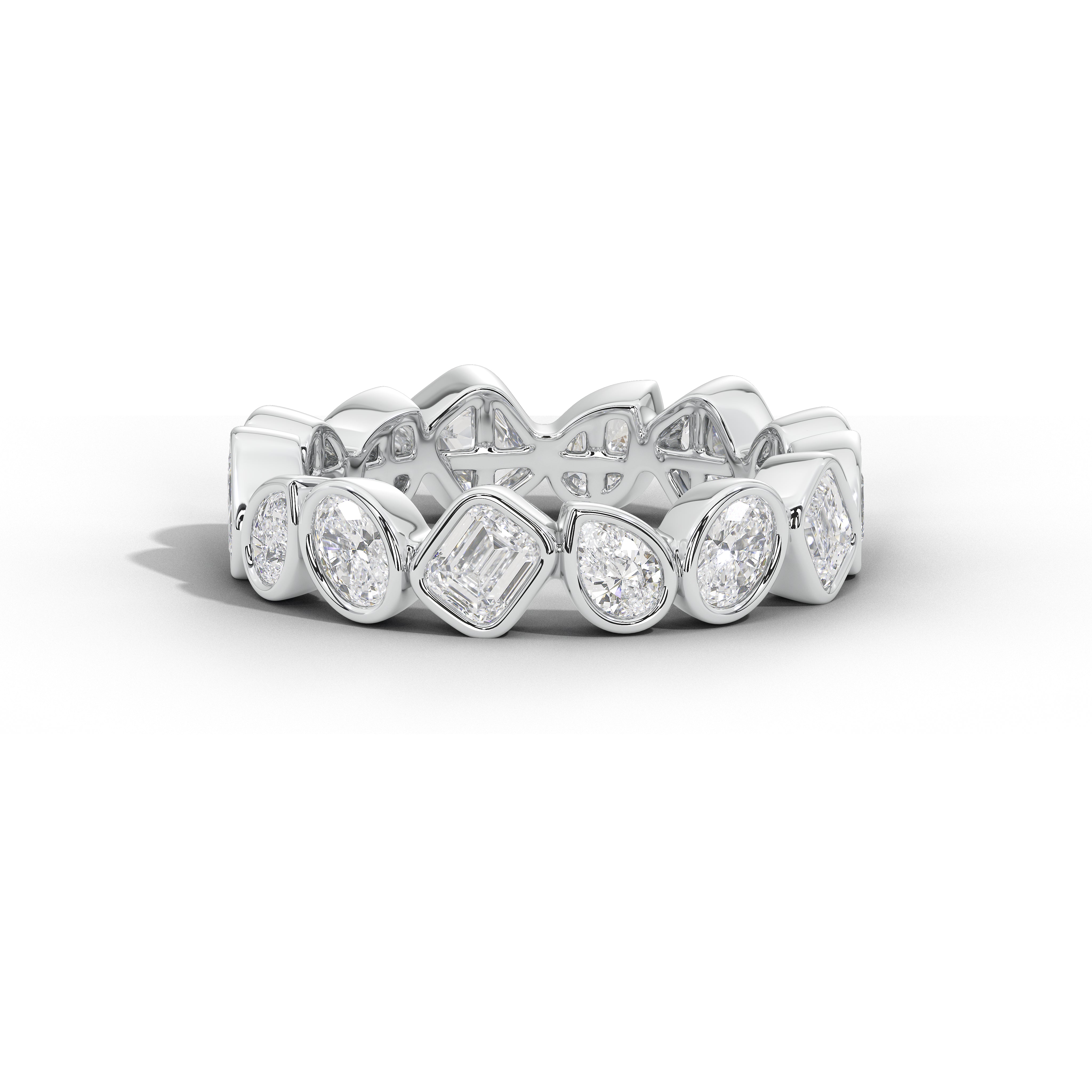 Josephine Pear Oval and Emerald Diamond Eternity Band