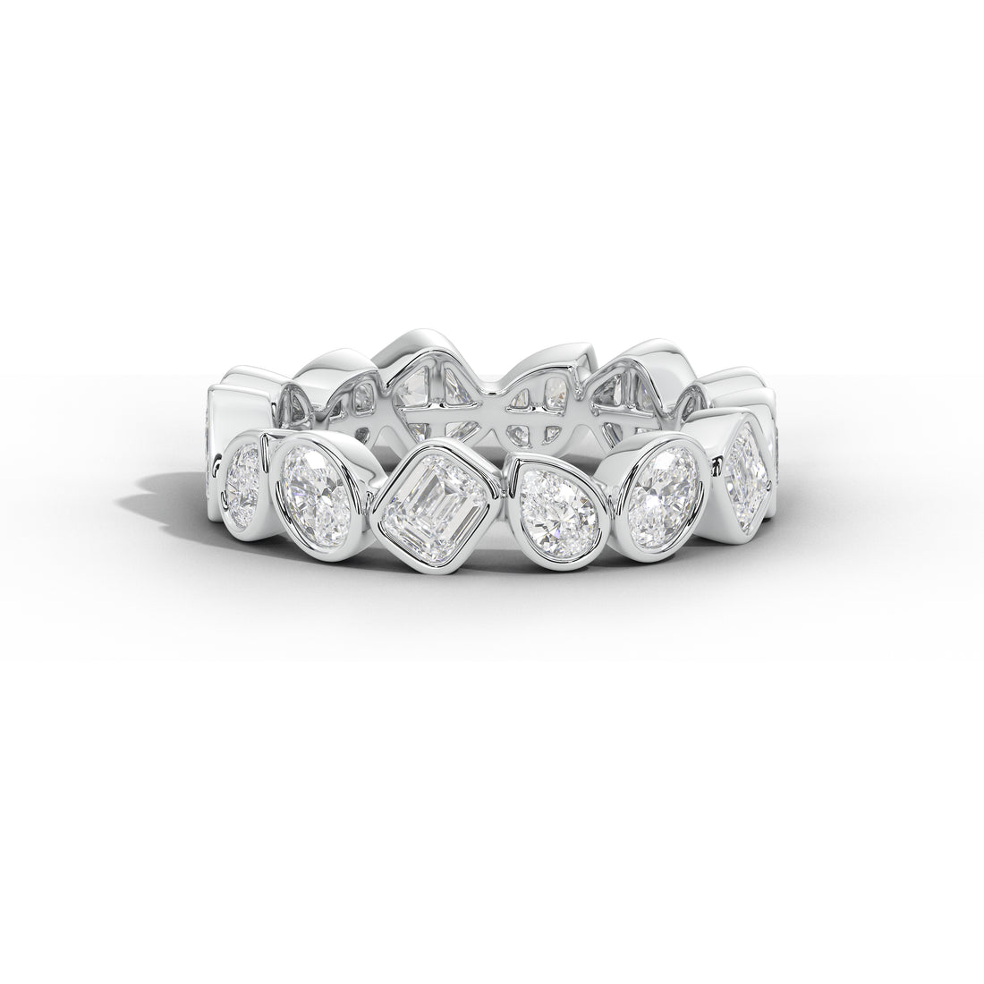 Josephine Pear Oval and Emerald Diamond Eternity Band