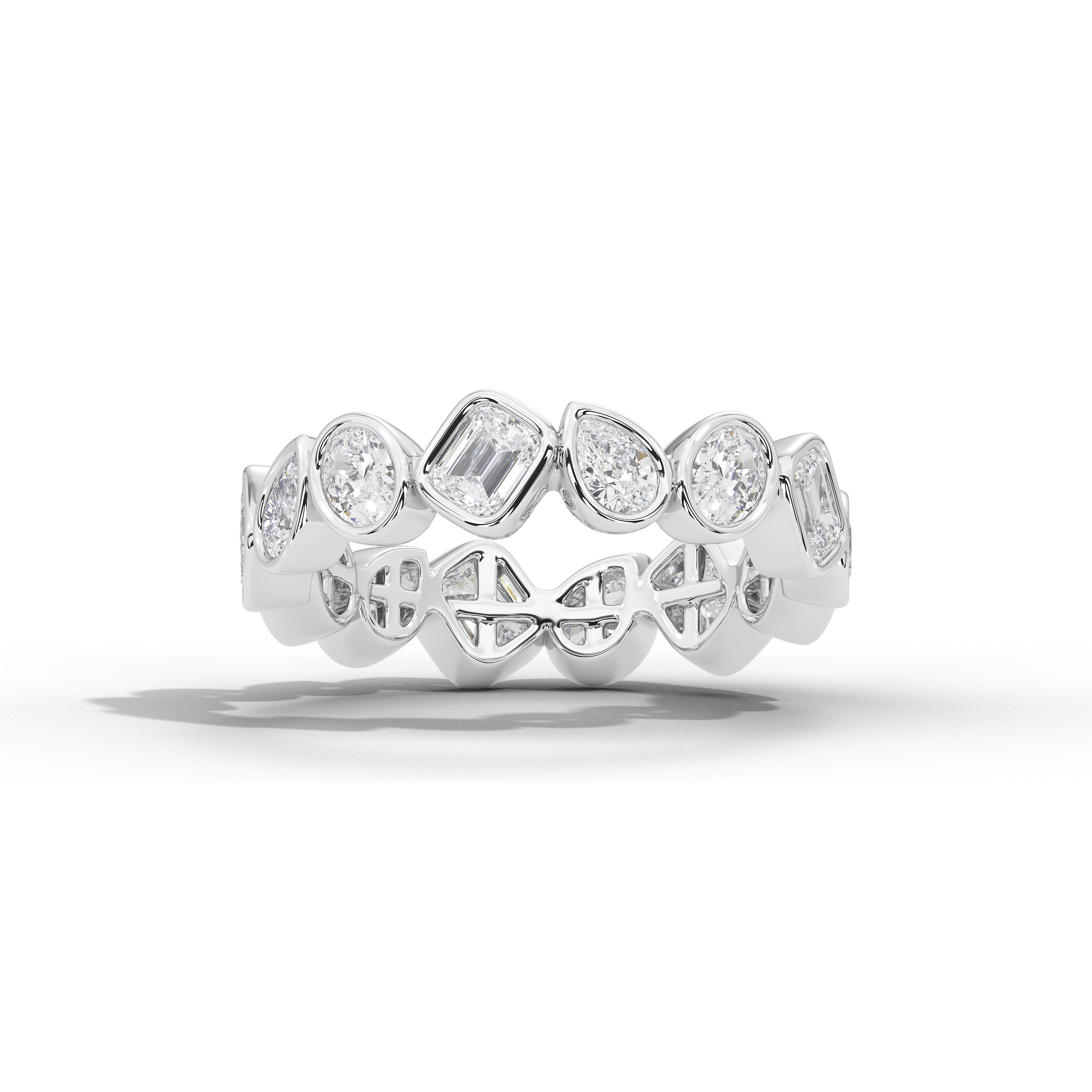 Josephine Pear Oval and Emerald Diamond Eternity Band