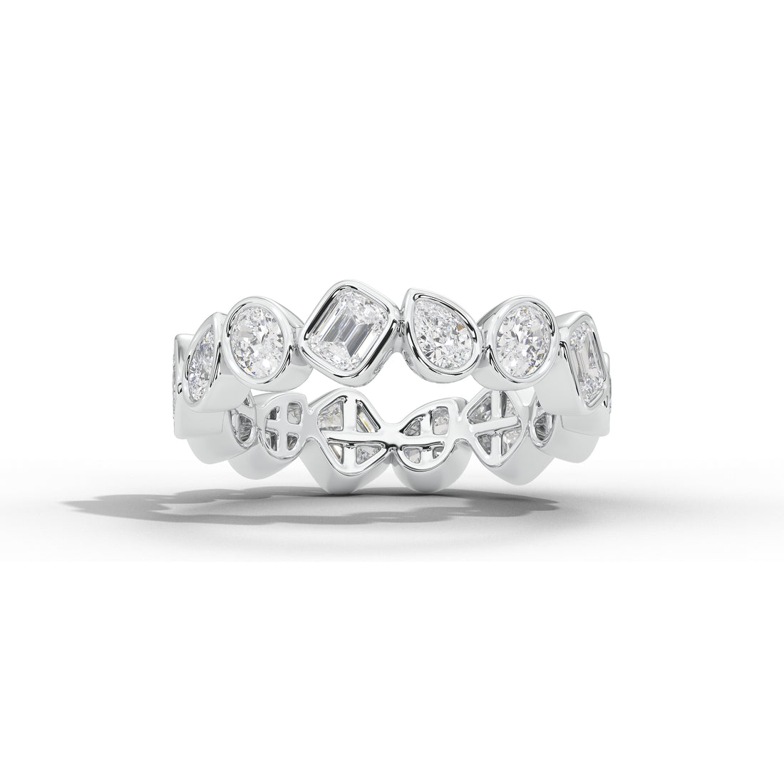 Josephine Pear Oval and Emerald Diamond Eternity Band