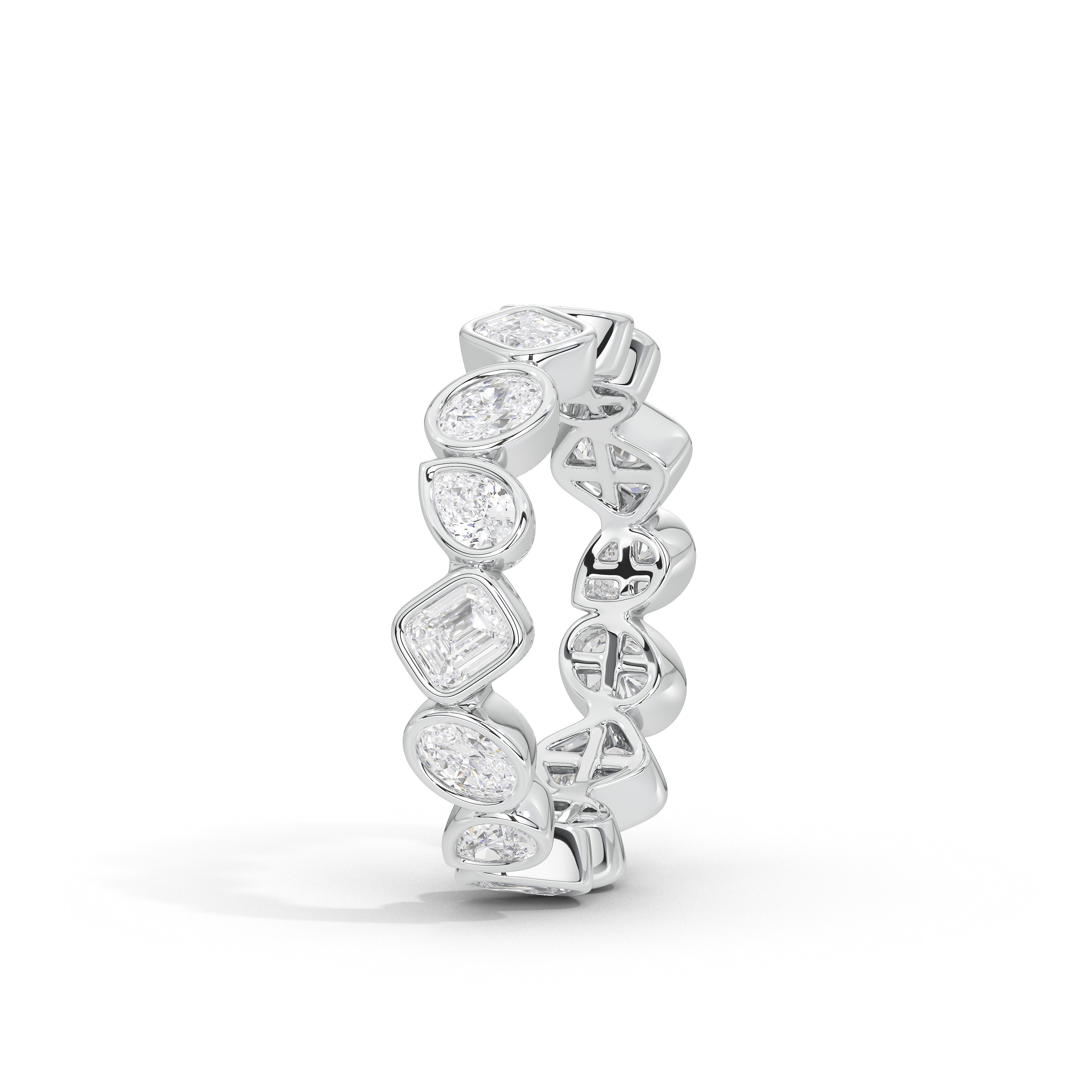 Josephine Pear Oval and Emerald Diamond Eternity Band