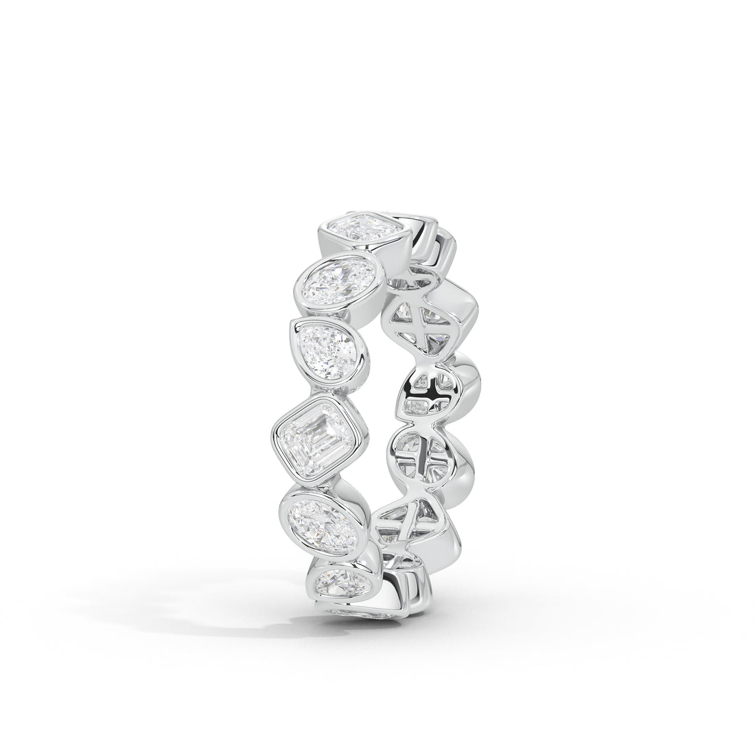 Josephine Pear Oval and Emerald Diamond Eternity Band