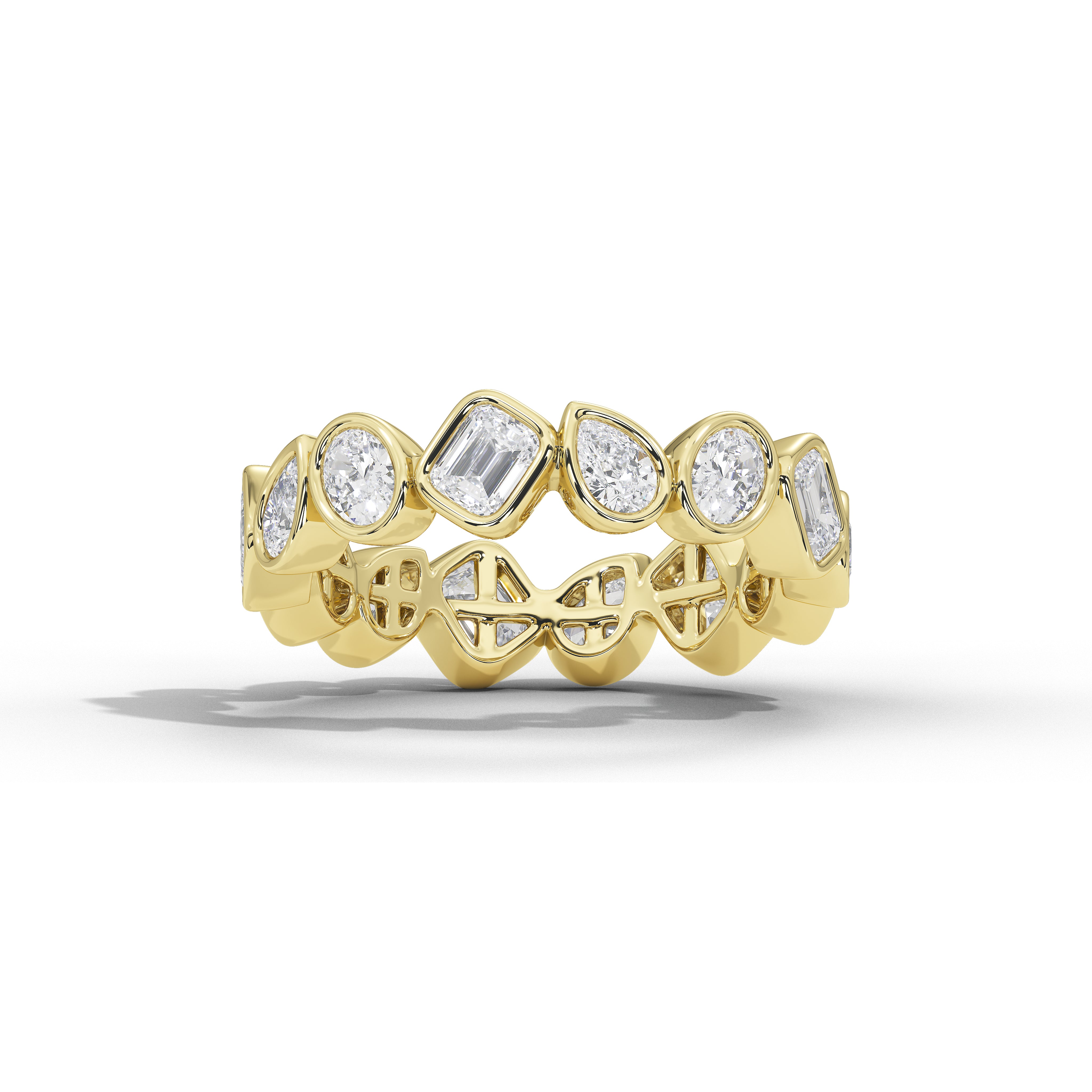 Josephine Pear Oval and Emerald Diamond Eternity Band