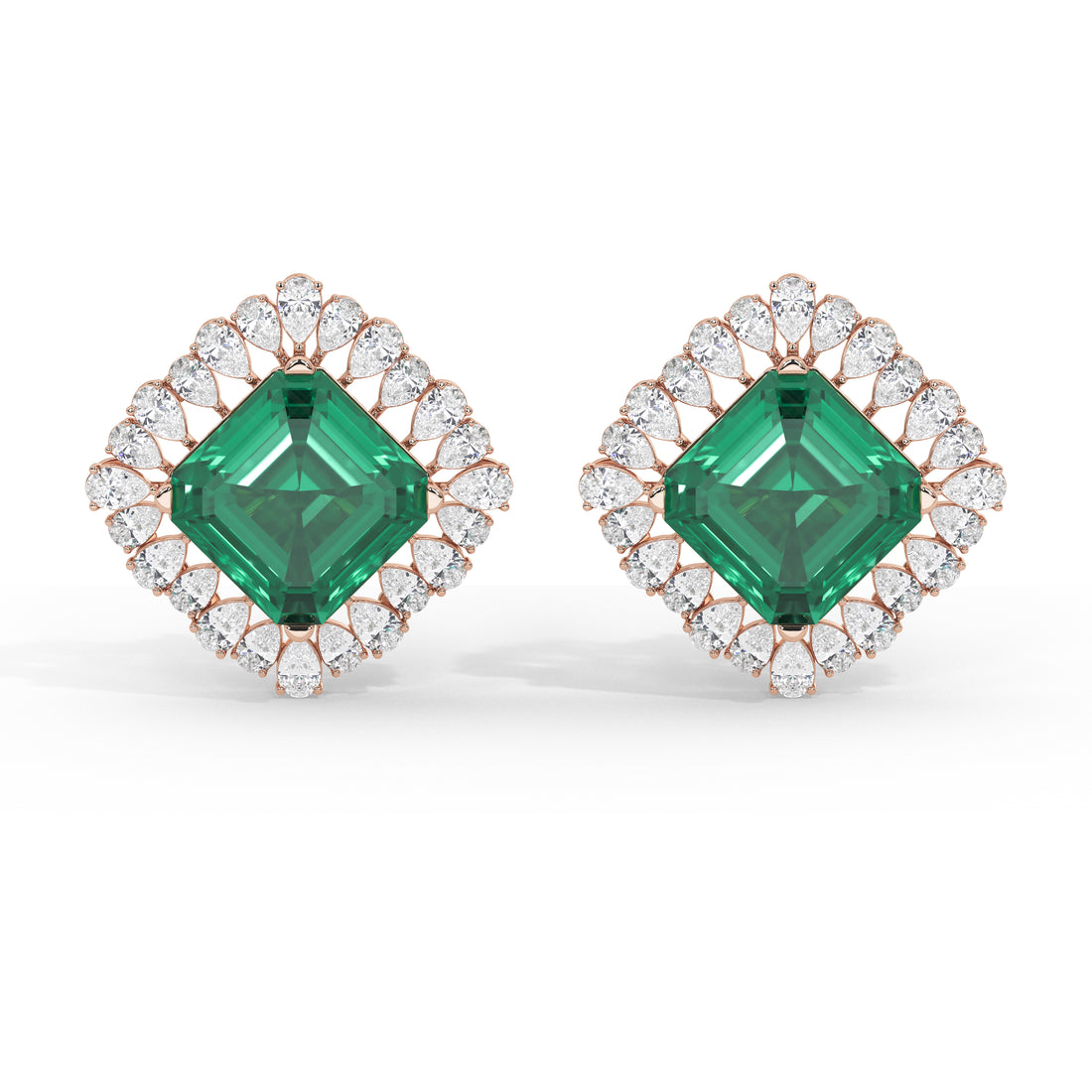 Roseate Emerald and Diamond Studs