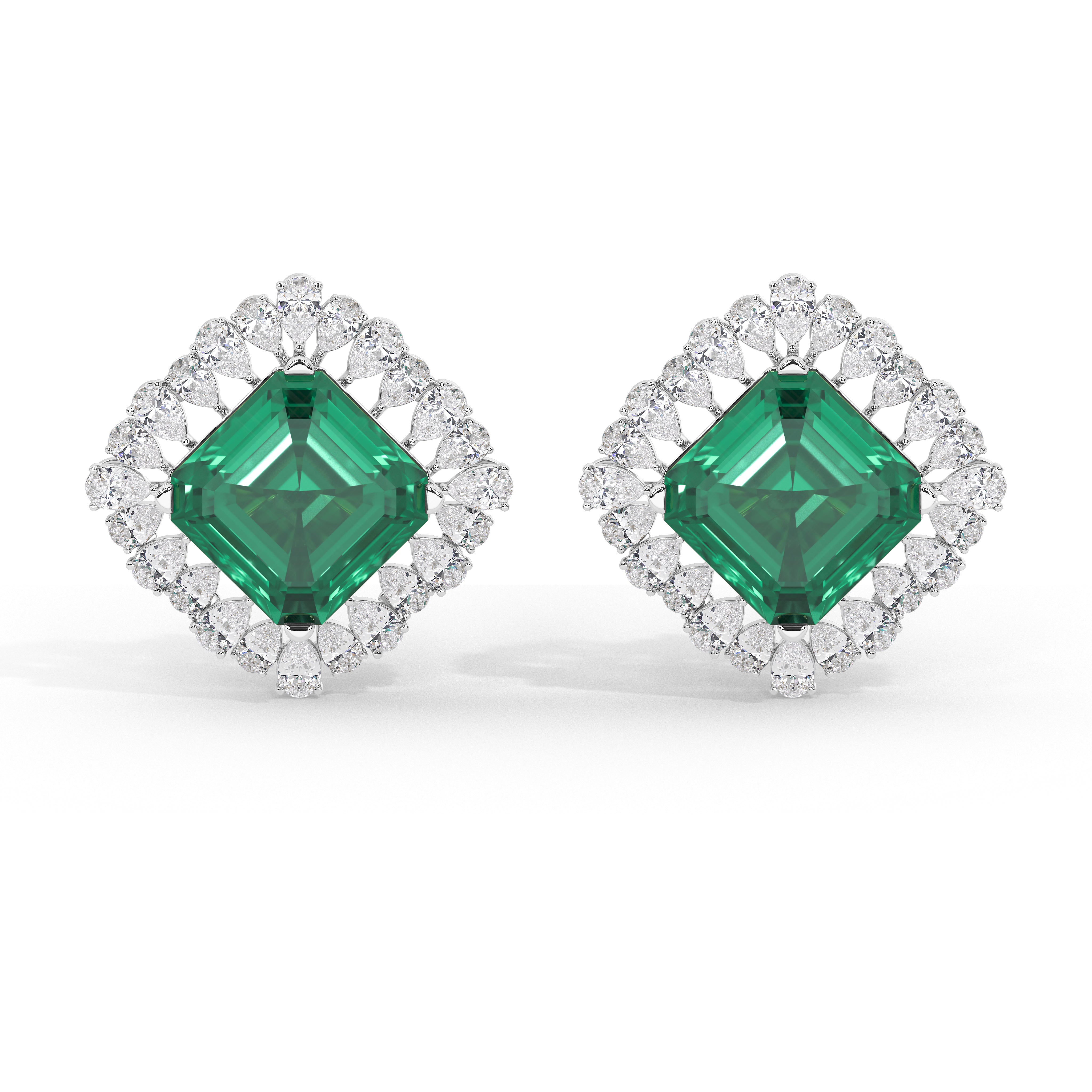 Roseate Emerald and Diamond Studs