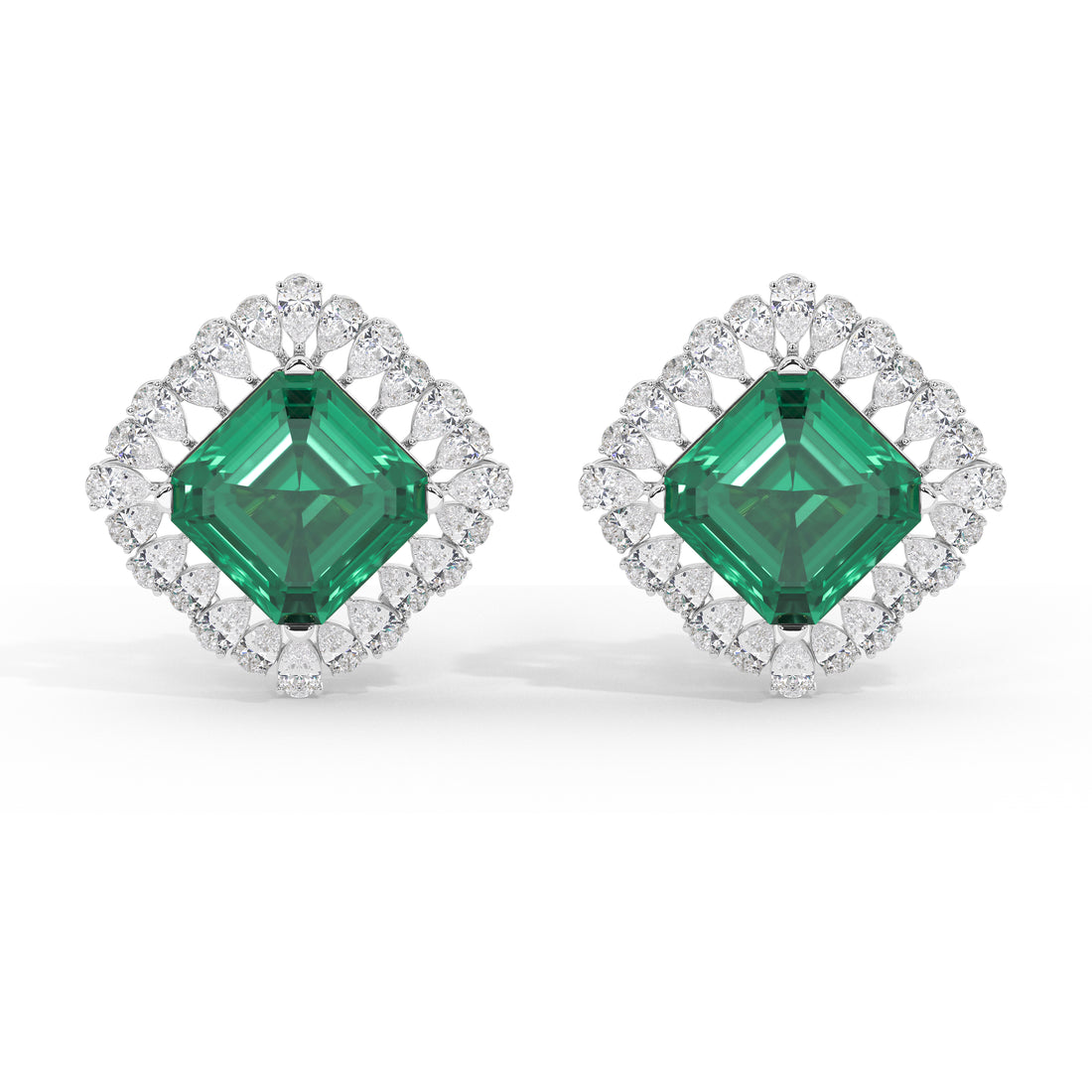 Roseate Emerald and Diamond Studs
