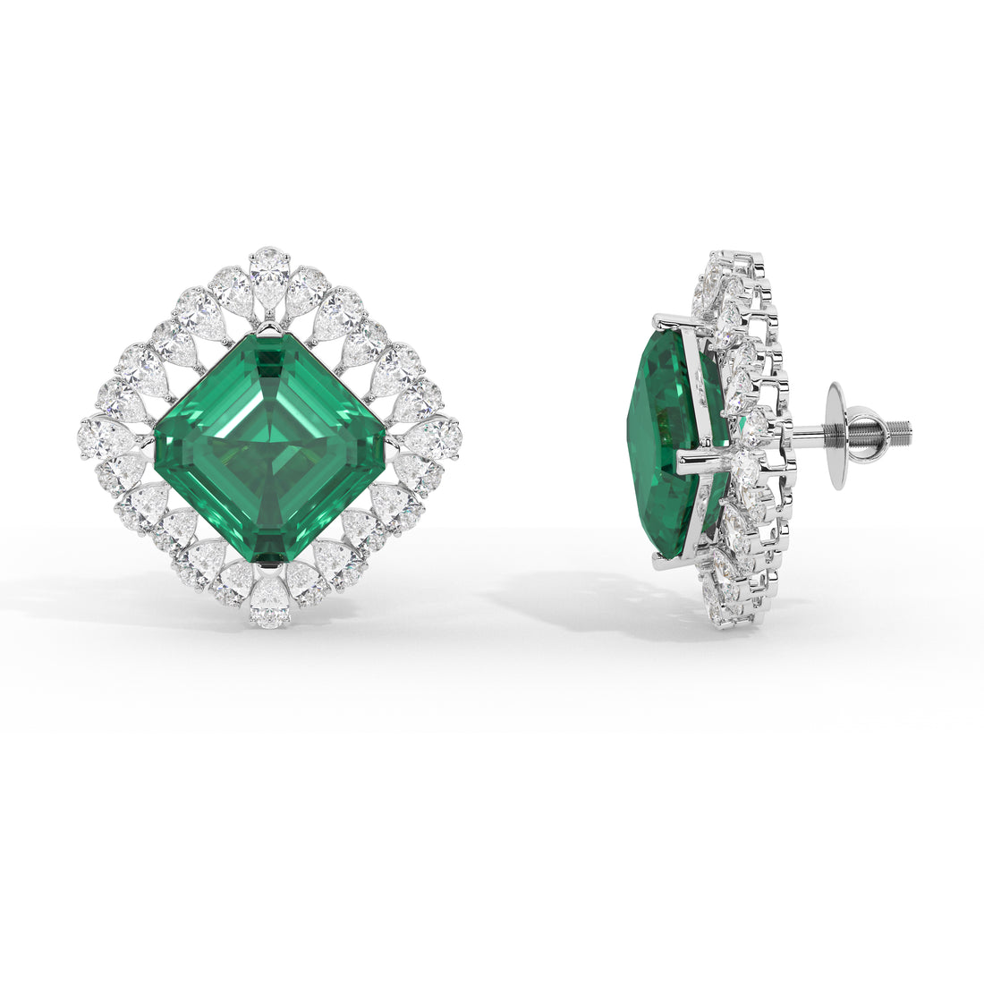 Roseate Emerald and Diamond Studs