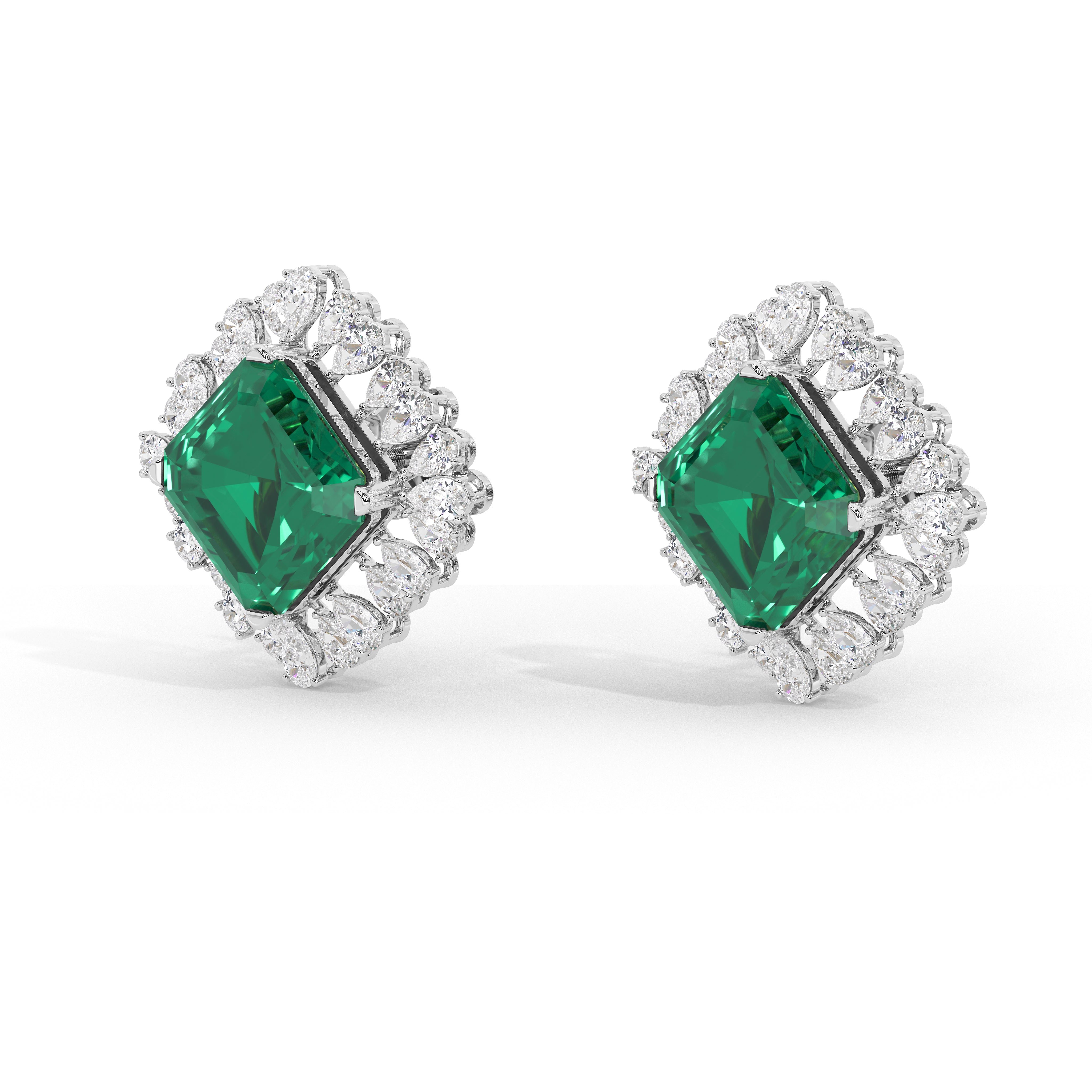 Roseate Emerald and Diamond Studs