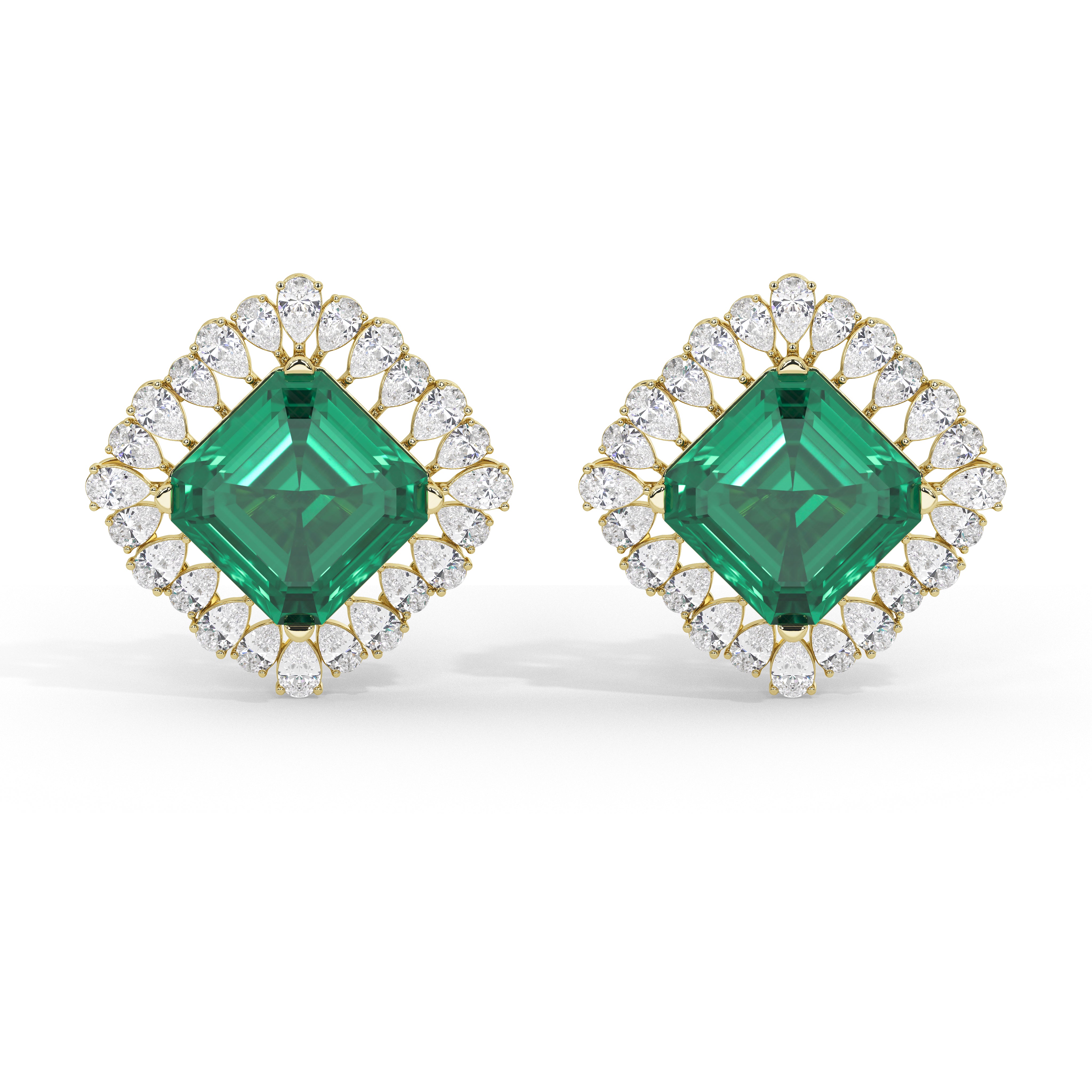 Roseate Emerald and Diamond Studs