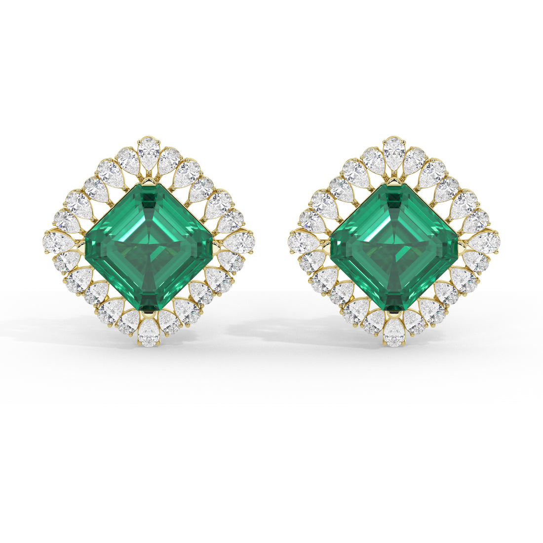 Roseate Emerald and Diamond Studs