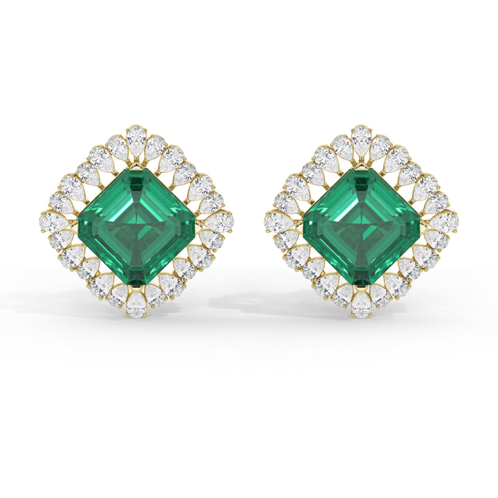 Roseate Emerald and Diamond Studs
