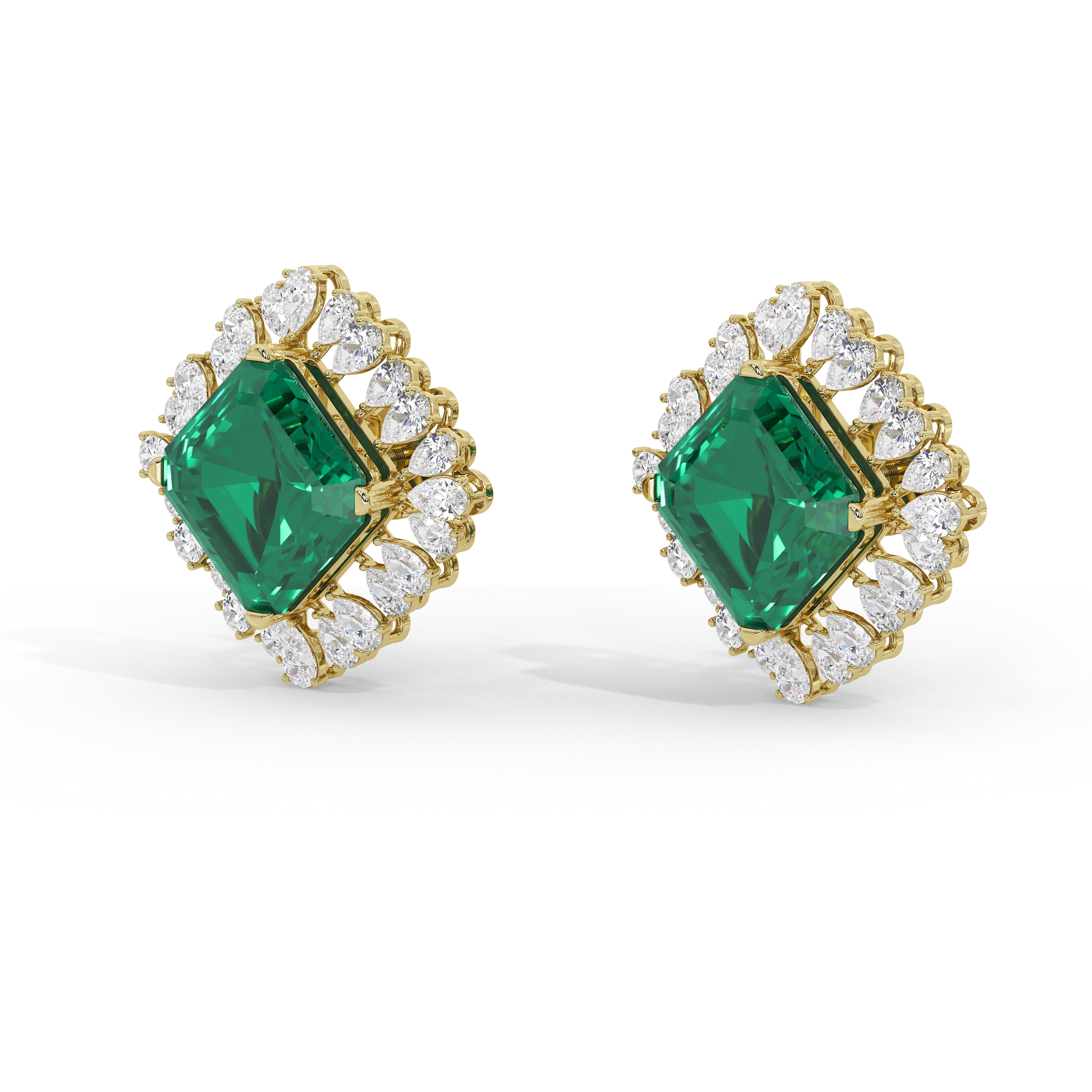 Roseate Emerald and Diamond Studs