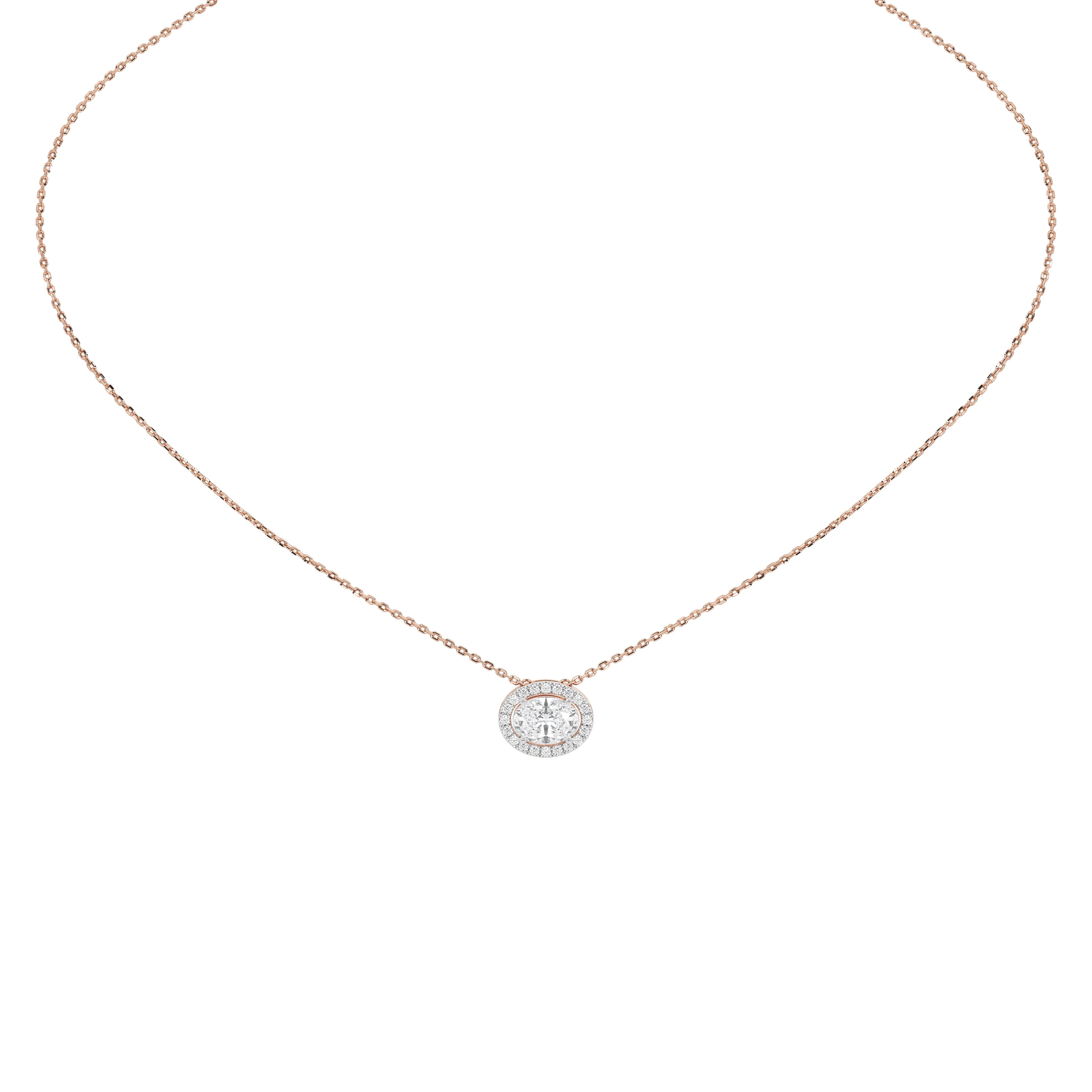 1 Carat Thora Oval Solitaire Pendant (With Chain)