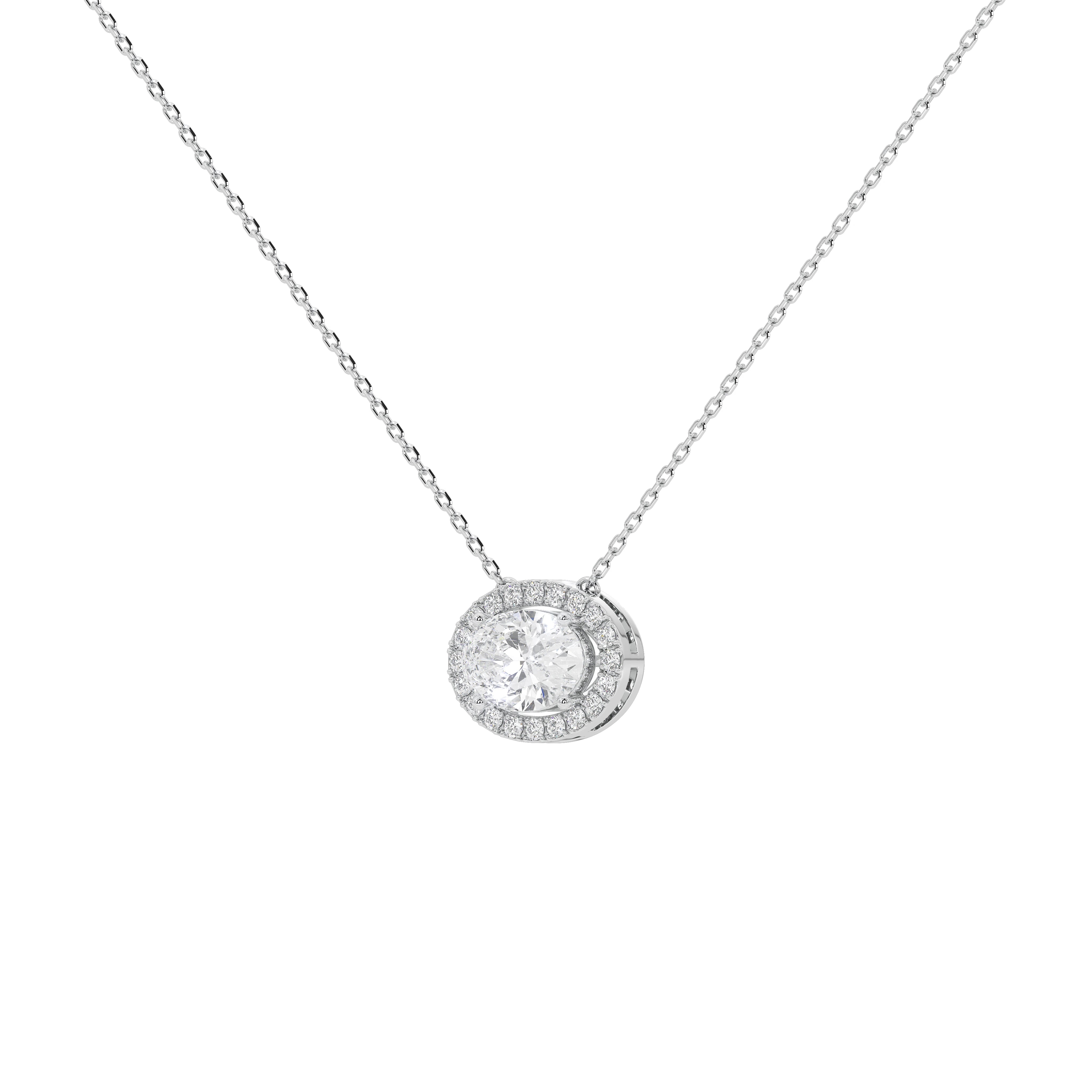 1 Carat Thora Oval Solitaire Pendant (With Chain)