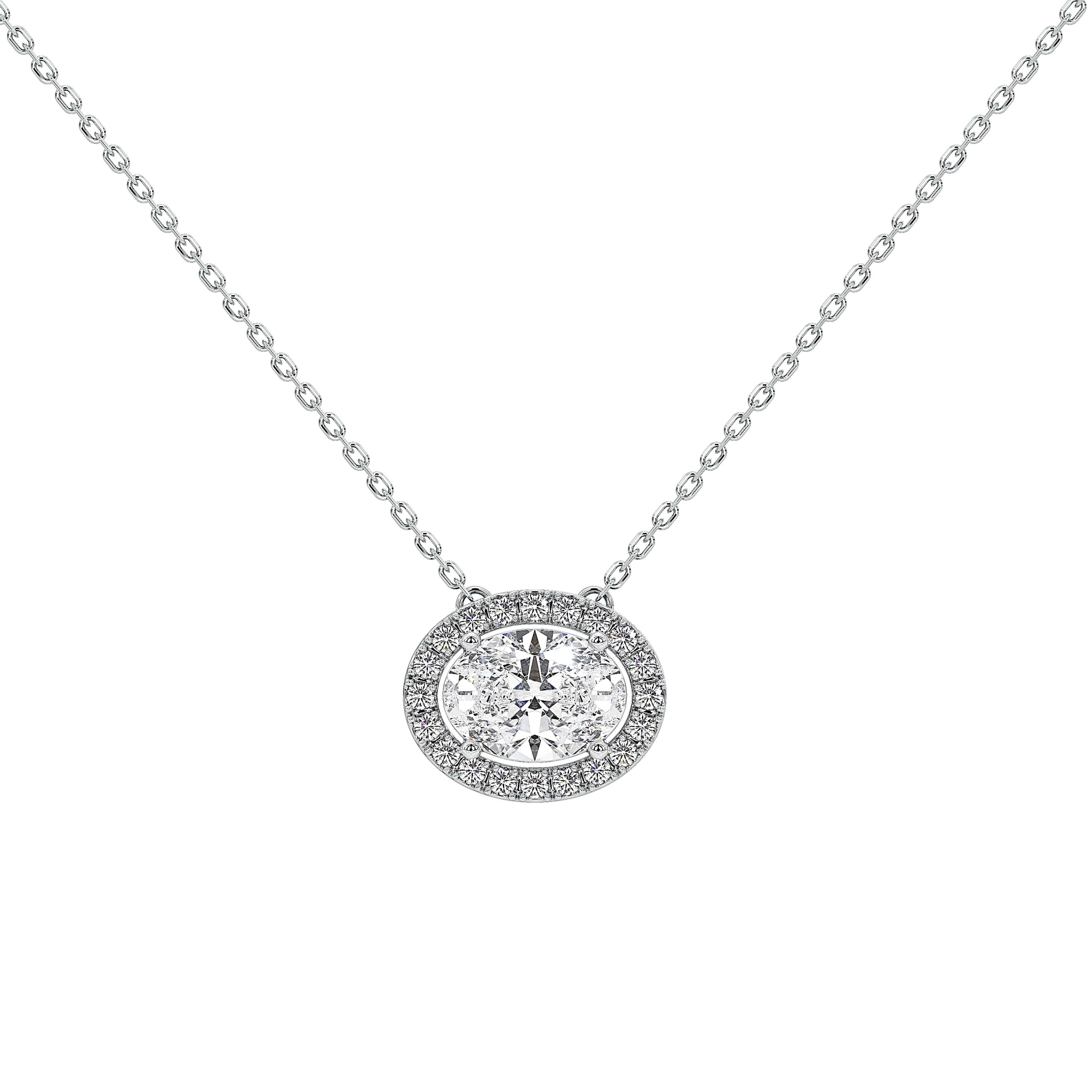 1 Carat Thora Oval Solitaire Pendant (With Chain)