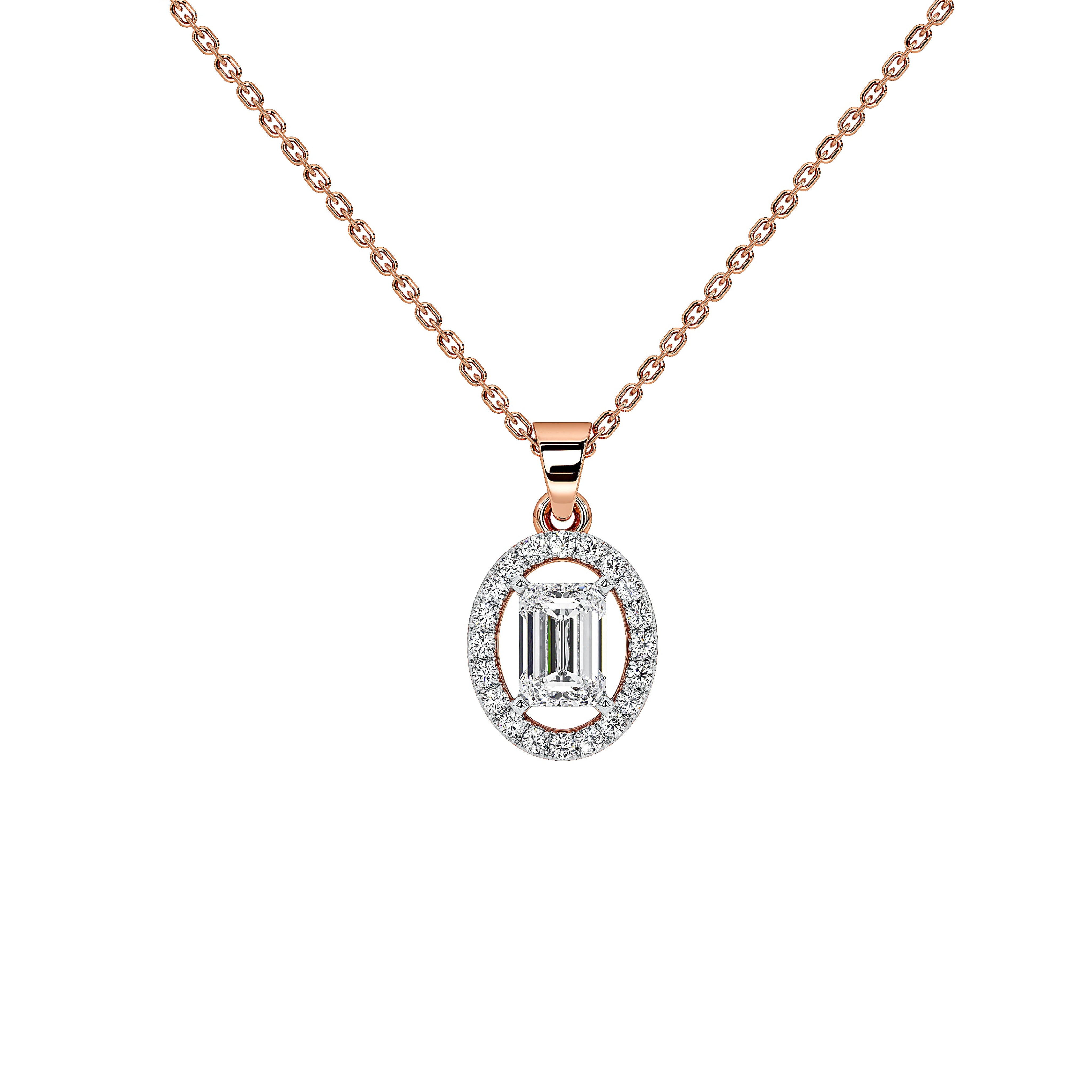 0.8 Carat Elowen Emerald Halo Pendant (Without Chain)