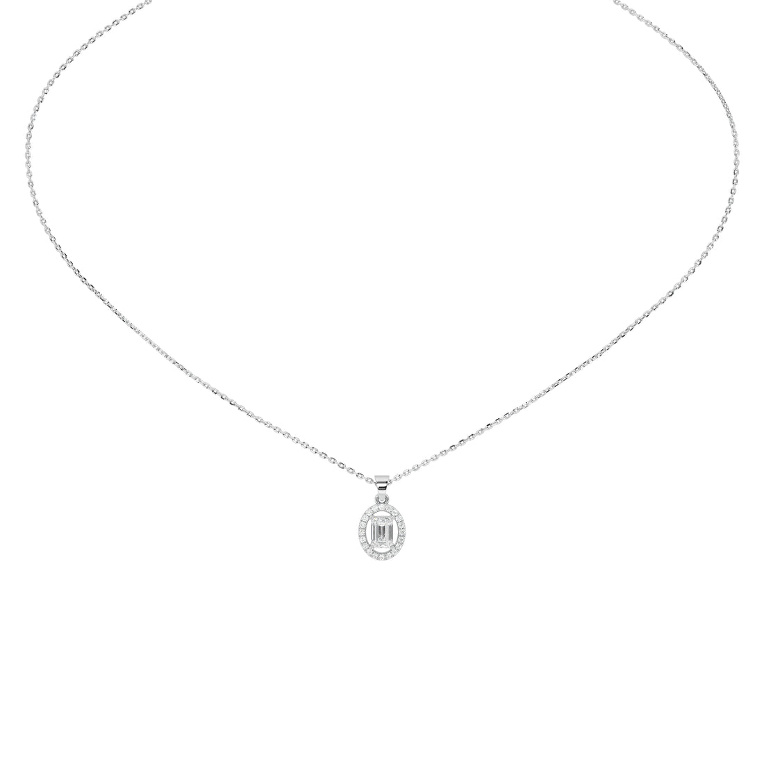 0.8 Carat Elowen Emerald Halo Pendant (Without Chain)