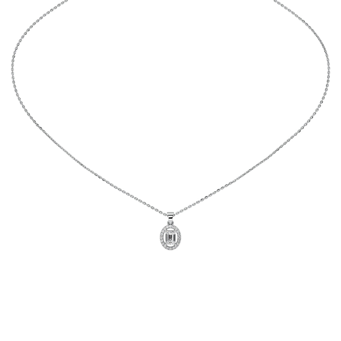 0.8 Carat Elowen Emerald Halo Pendant (Without Chain)