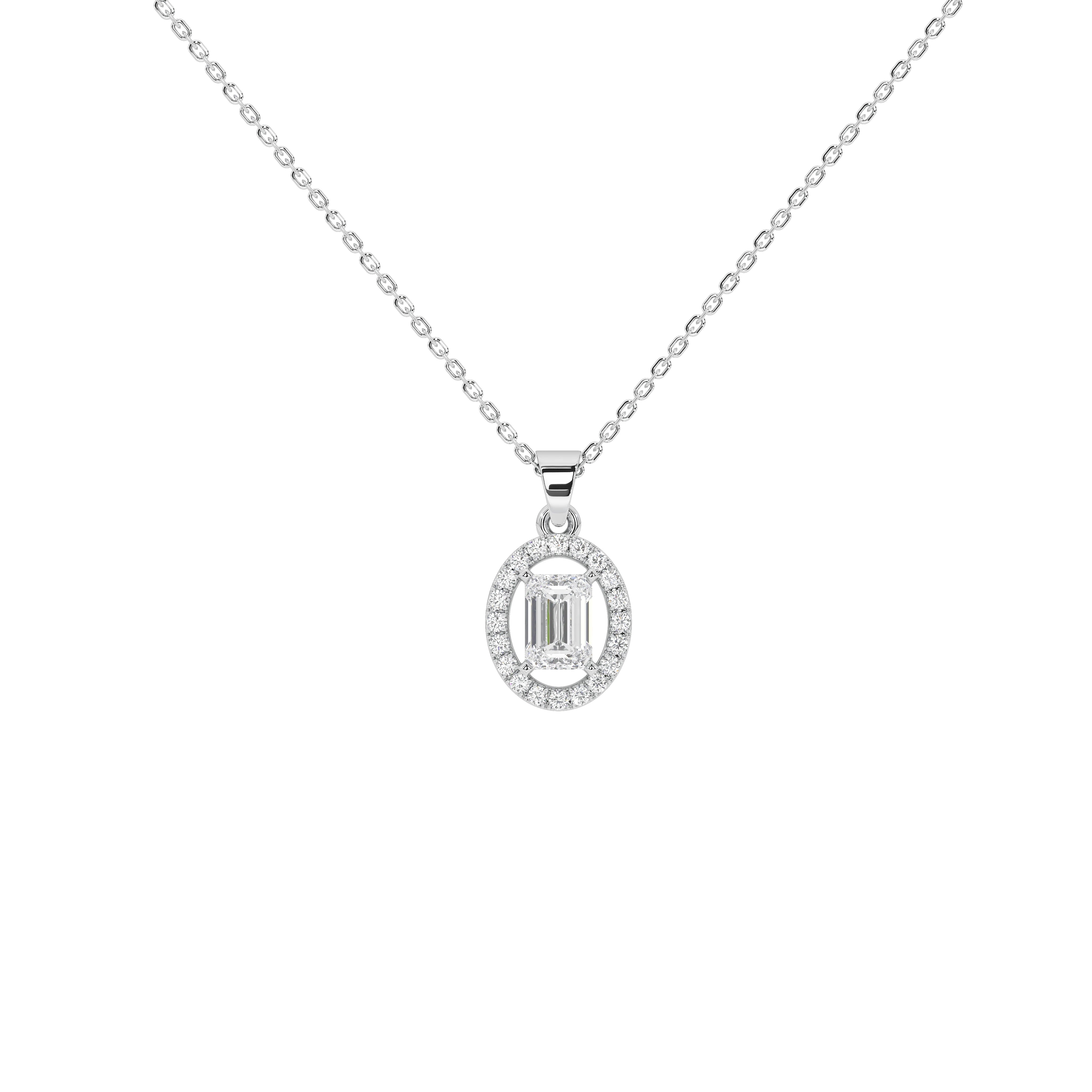 0.8 Carat Elowen Emerald Halo Pendant (Without Chain)