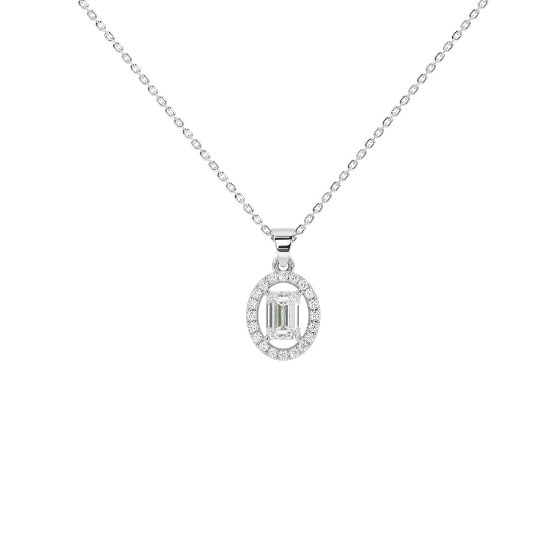 0.8 Carat Elowen Emerald Halo Pendant (Without Chain)