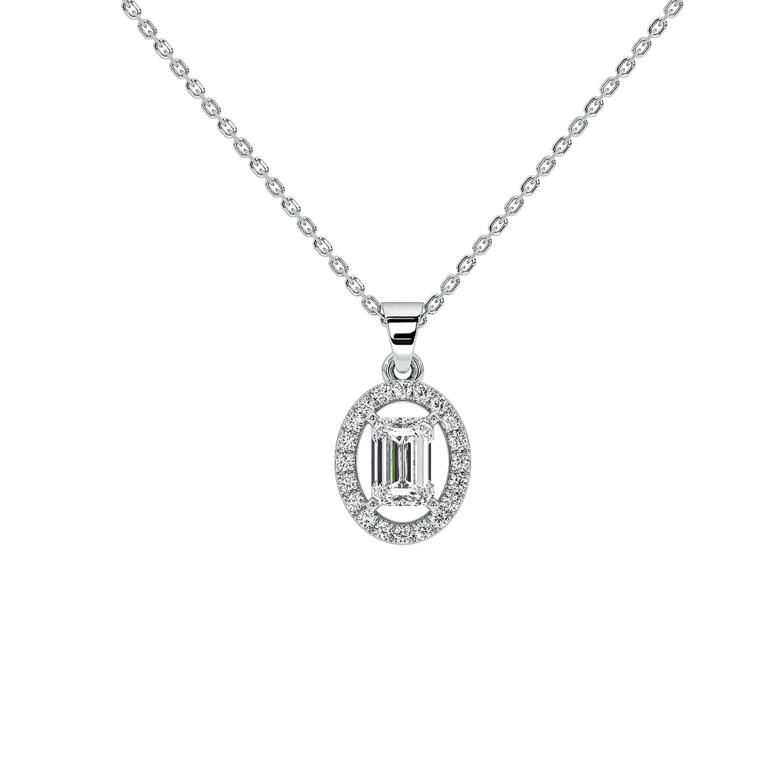 0.8 Carat Elowen Emerald Halo Pendant (Without Chain)