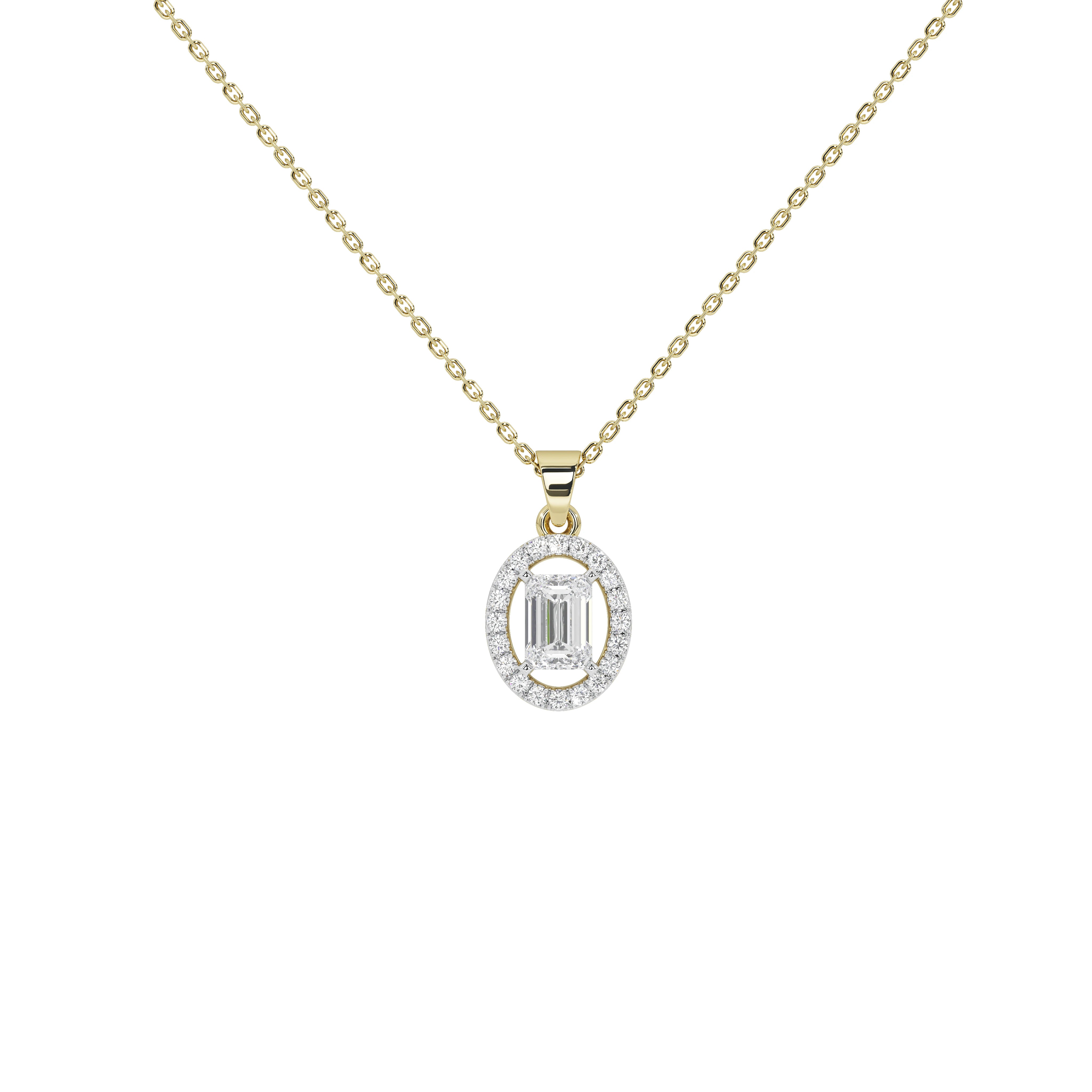 0.8 Carat Elowen Emerald Halo Pendant (Without Chain)