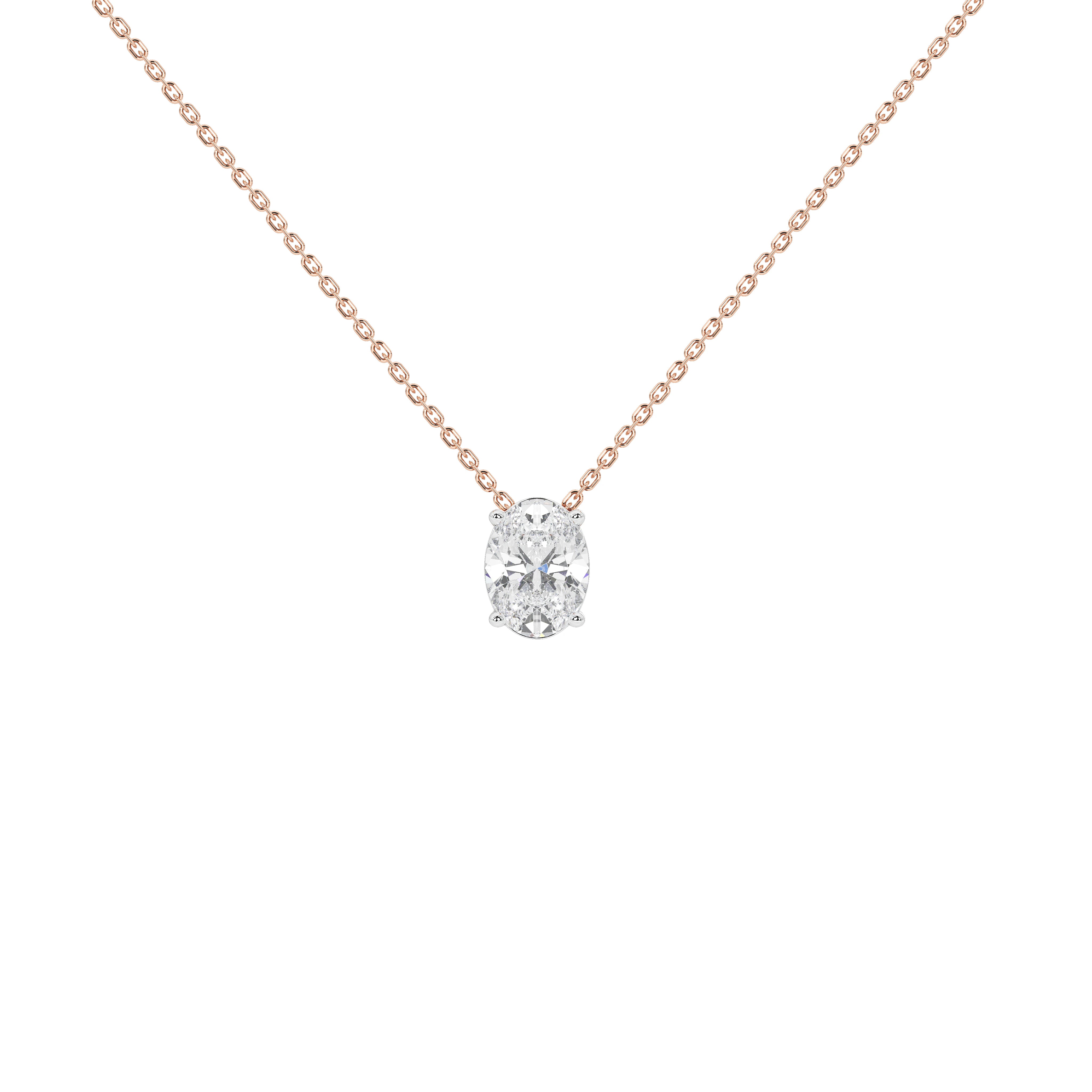1 Carat Isolde Oval Solitaire Pendant (With Chain)