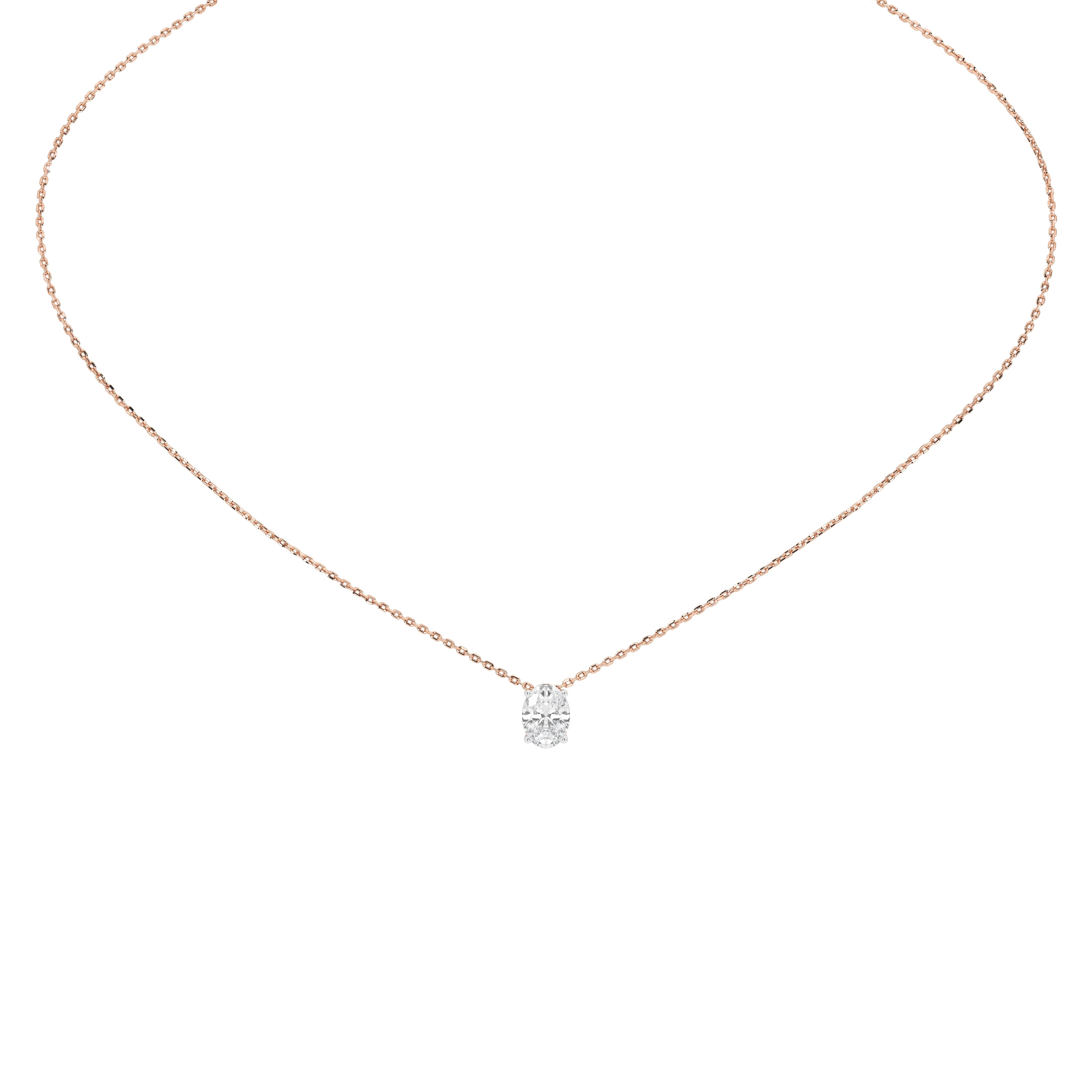 1 Carat Isolde Oval Solitaire Pendant (With Chain)