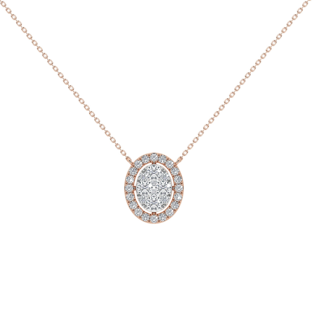 1 Carat Celestine Oval Cluster Pendant (With Chain)