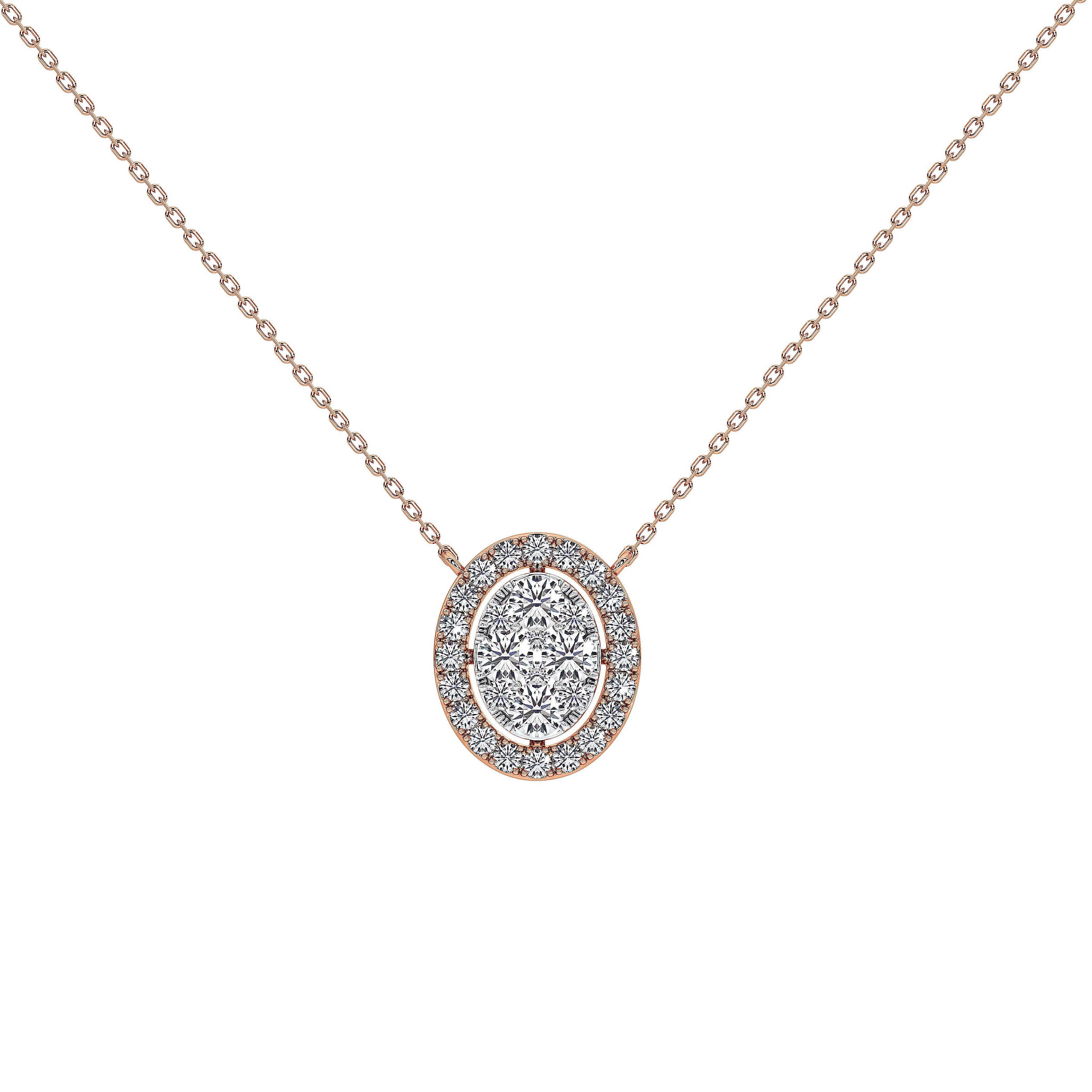 1 Carat Celestine Oval Cluster Pendant (With Chain)