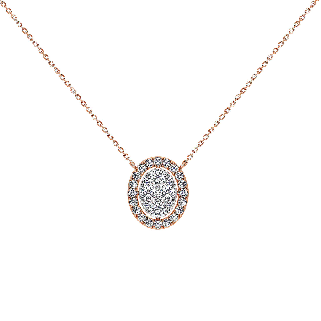 1 Carat Celestine Oval Cluster Pendant (With Chain)