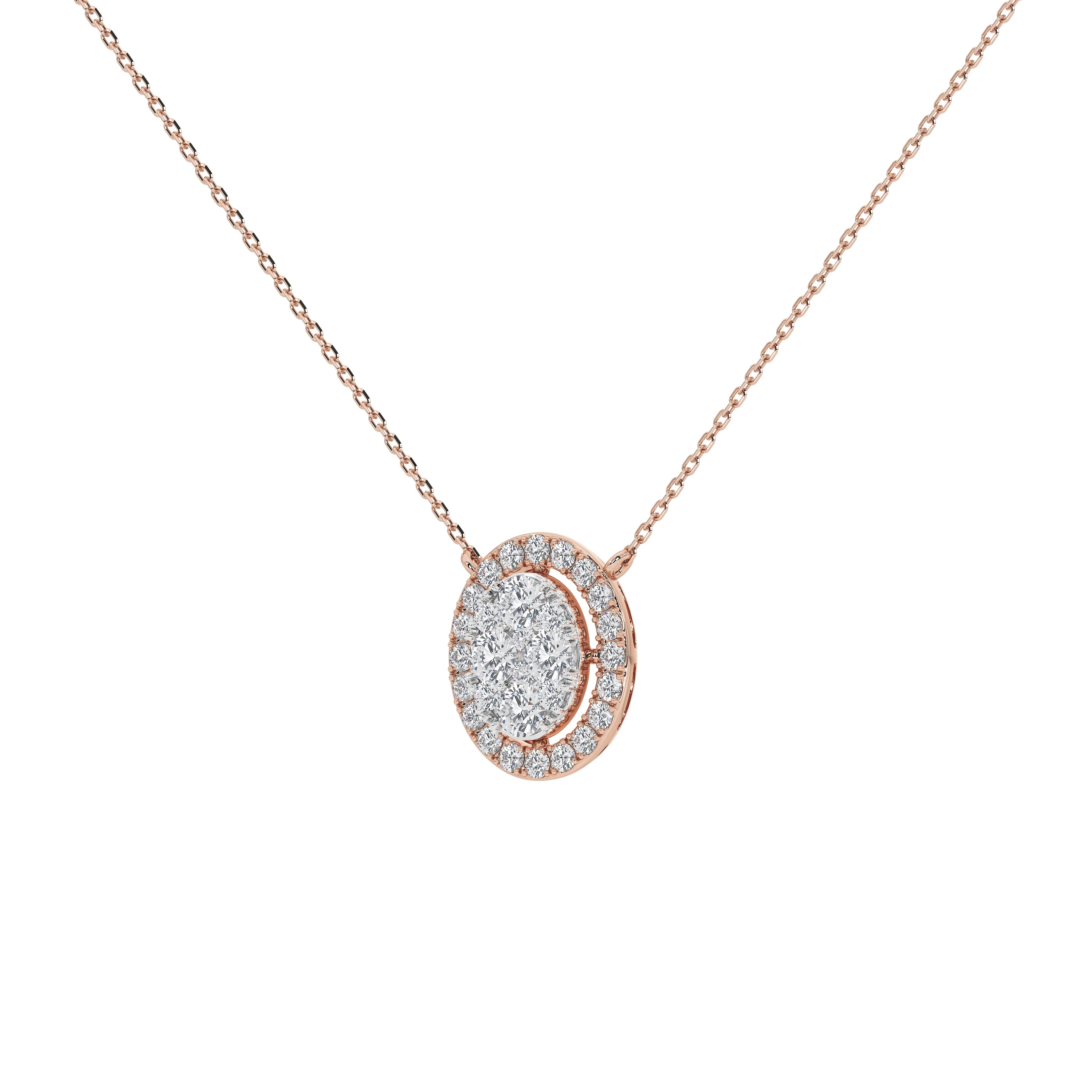 1 Carat Celestine Oval Cluster Pendant (With Chain)