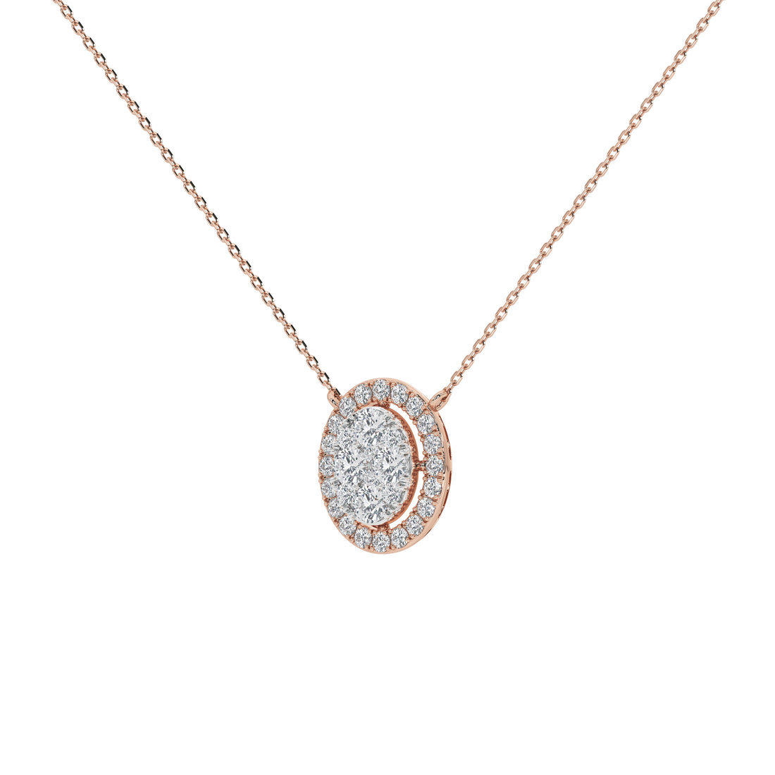 1 Carat Celestine Oval Cluster Pendant (With Chain)