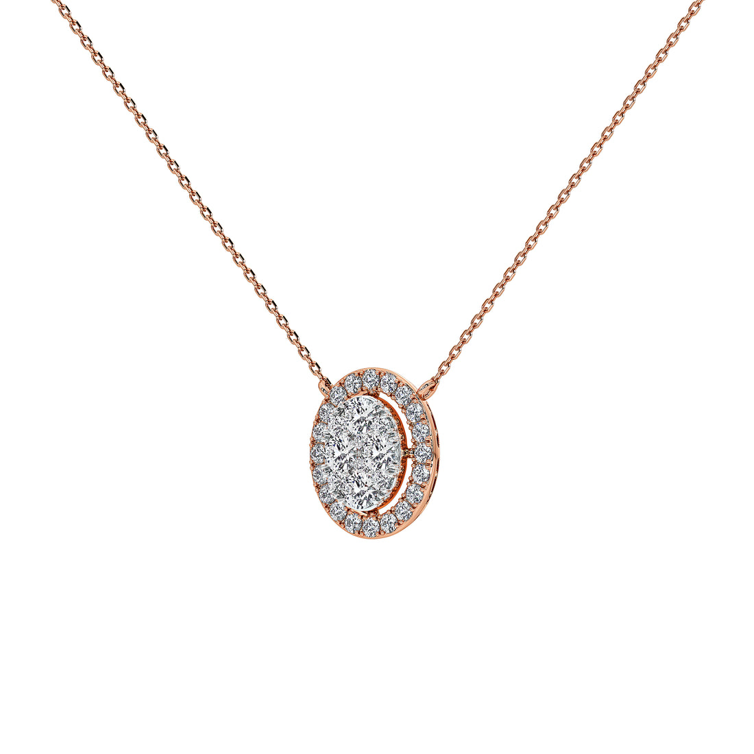 1 Carat Celestine Oval Cluster Pendant (With Chain)