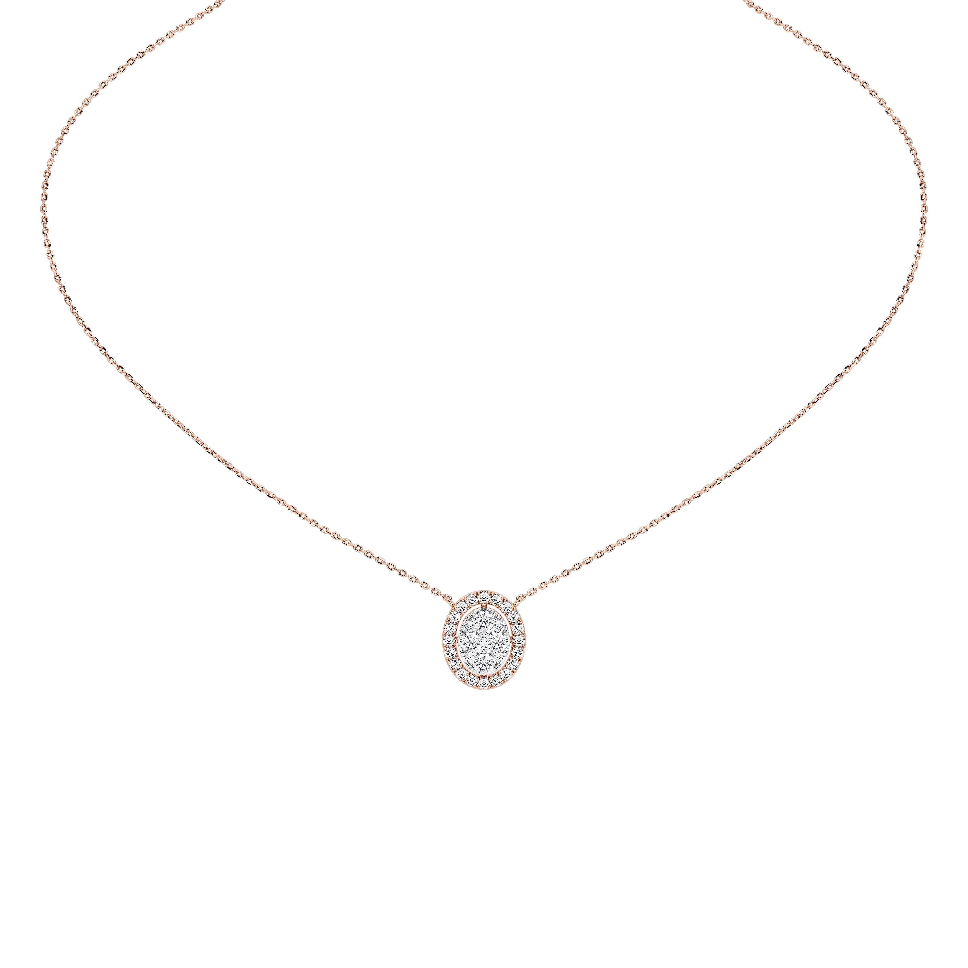 1 Carat Celestine Oval Cluster Pendant (With Chain)