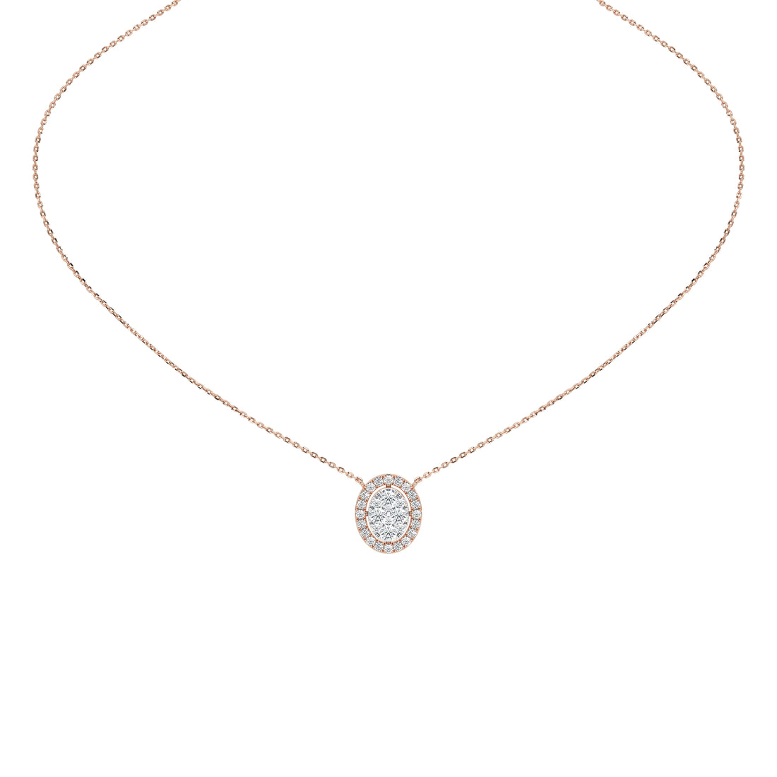 1 Carat Celestine Oval Cluster Pendant (With Chain)