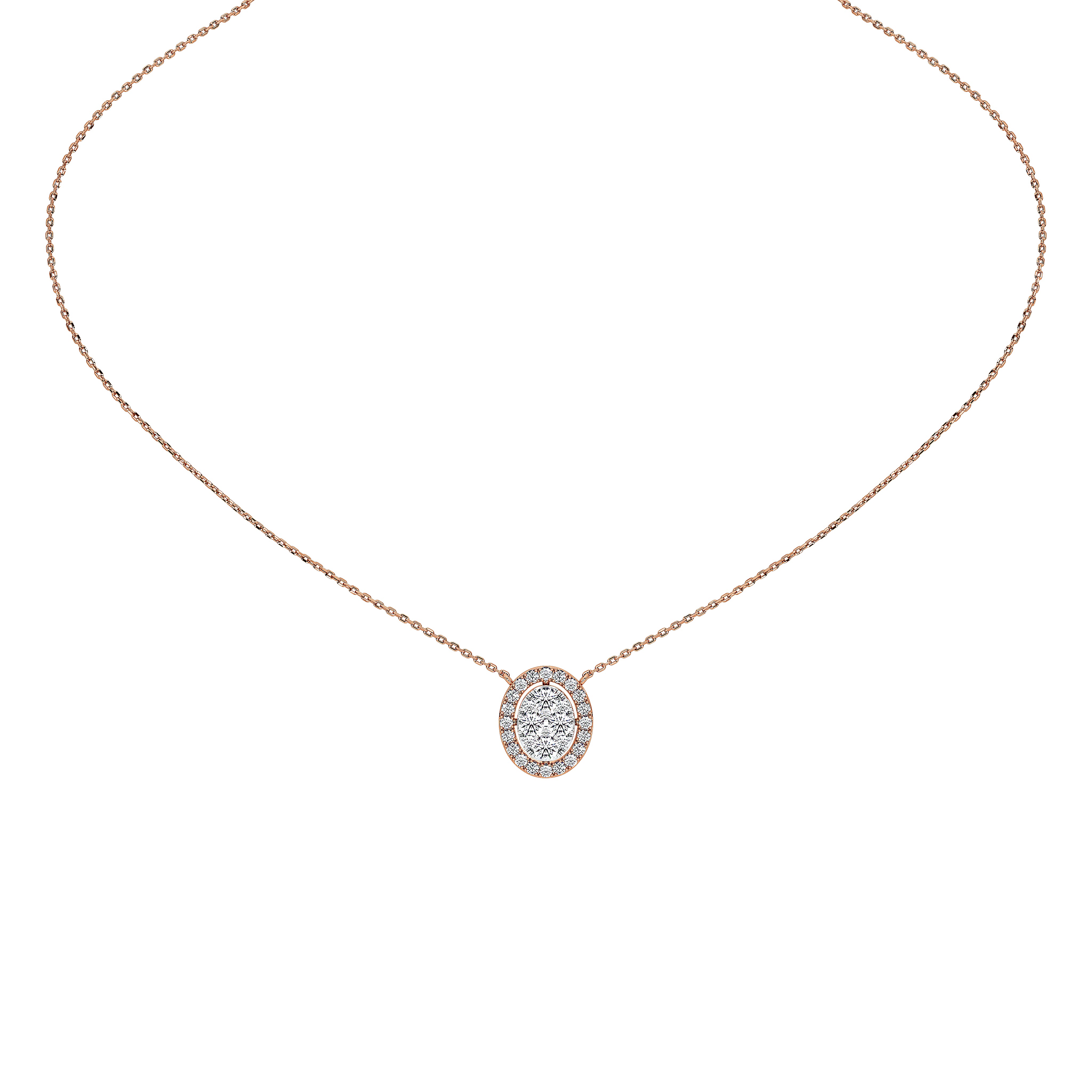 1 Carat Celestine Oval Cluster Pendant (With Chain)