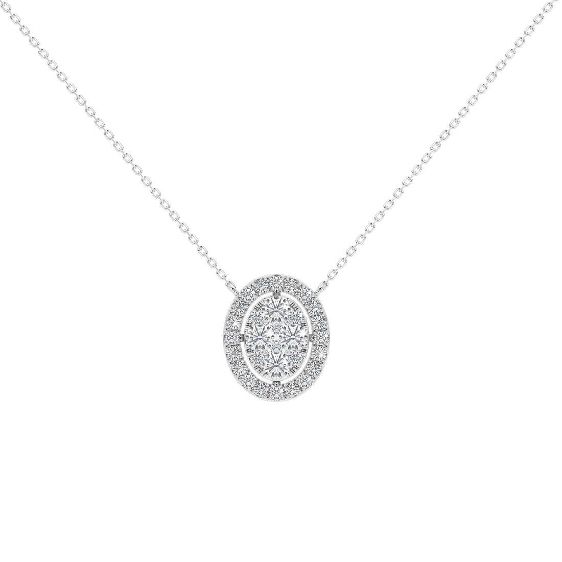 1 Carat Celestine Oval Cluster Pendant (With Chain)
