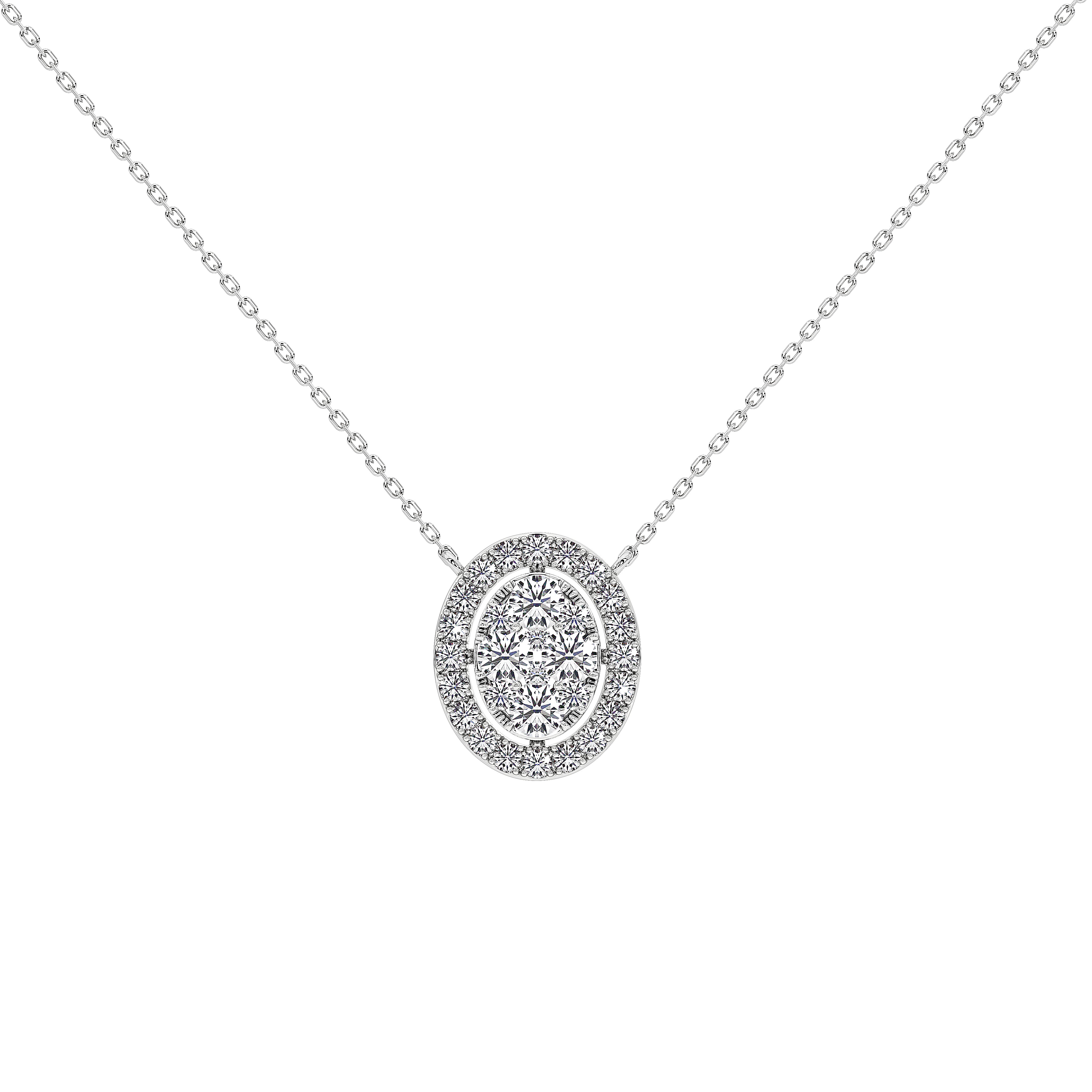 1 Carat Celestine Oval Cluster Pendant (With Chain)