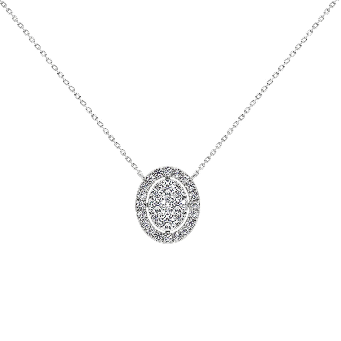 1 Carat Celestine Oval Cluster Pendant (With Chain)